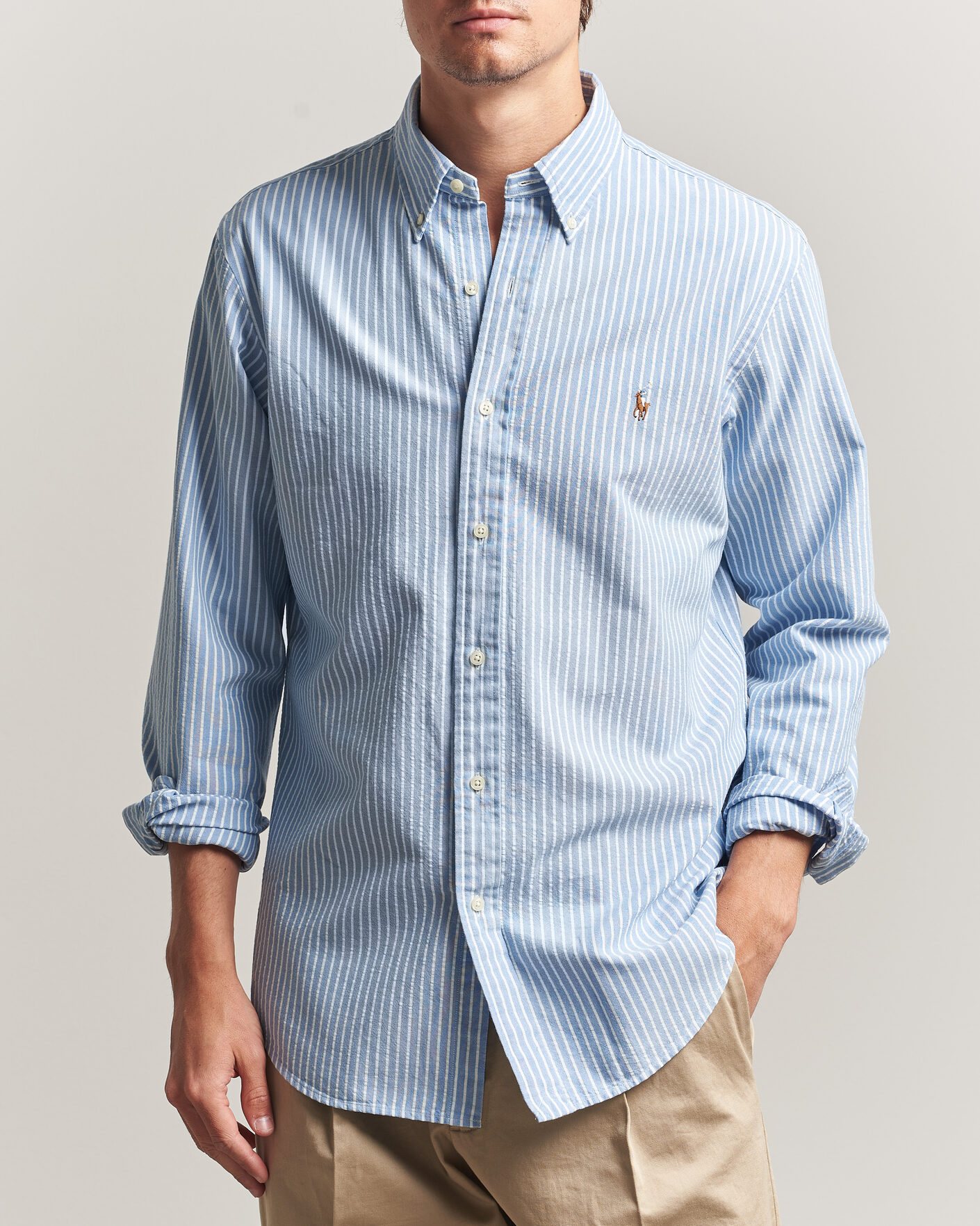 Heren | Overhemden | Polo Ralph Lauren | Custom Fit Seersucker/Oxford Stripe Shirt Blue