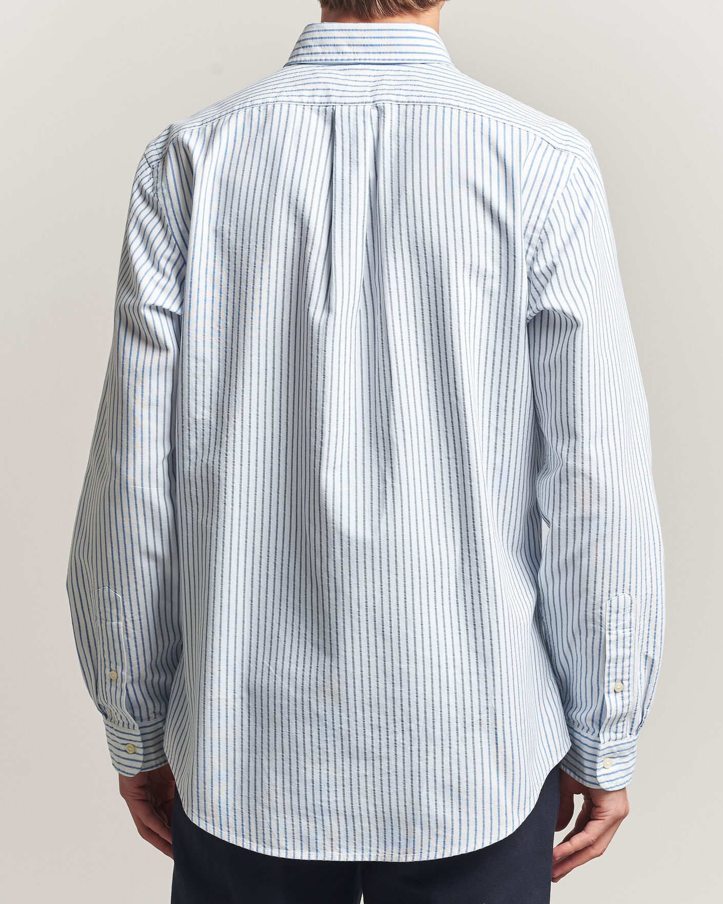 Heren | Overhemden | Polo Ralph Lauren | Custom Fit Seersucker/Oxford Stripe Shirt White/Blue