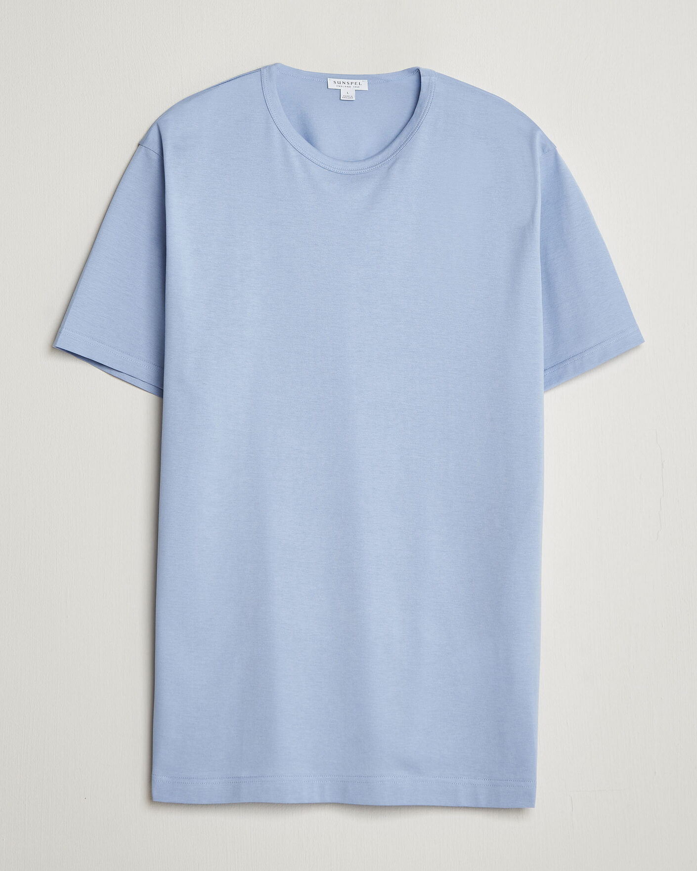 Heren | T-shirts | Sunspel | Crew Neck Q82 Cotton T-Shirt Sky Blue