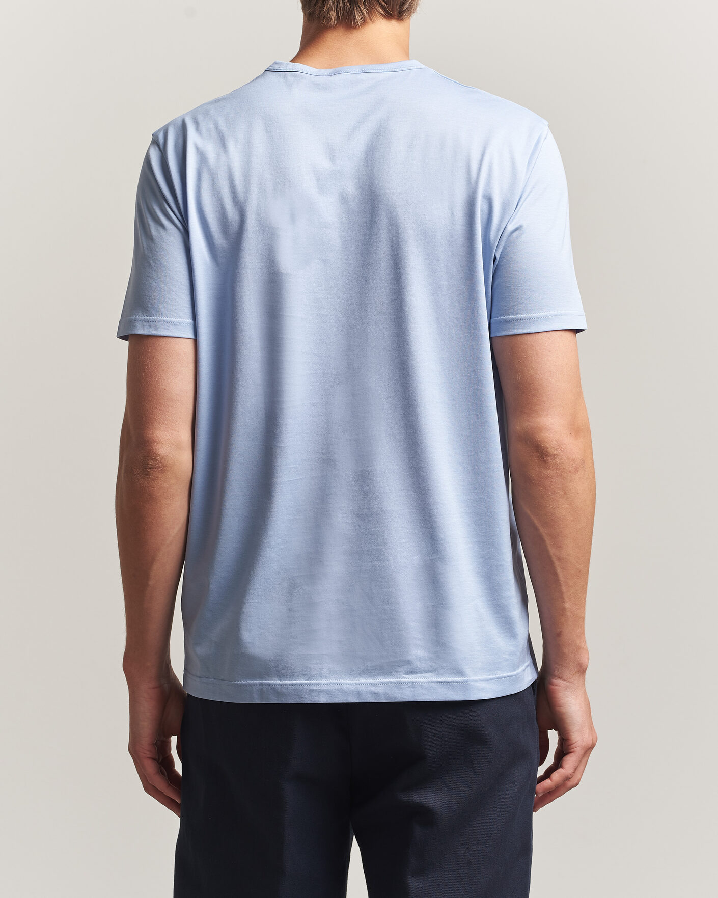 Heren | T-shirts | Sunspel | Crew Neck Q82 Cotton T-Shirt Sky Blue