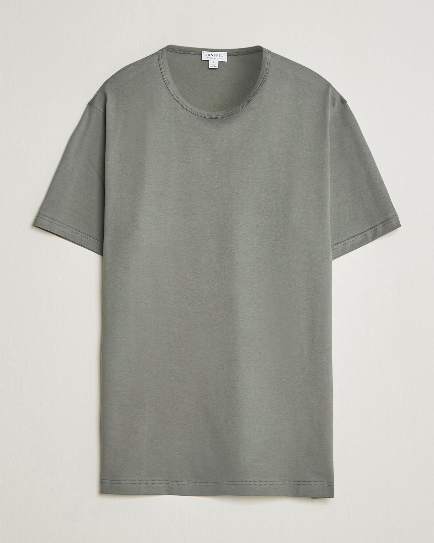 Heren | T-shirts | Sunspel | Crew Neck Q82 Cotton T-Shirt Fossil Grey