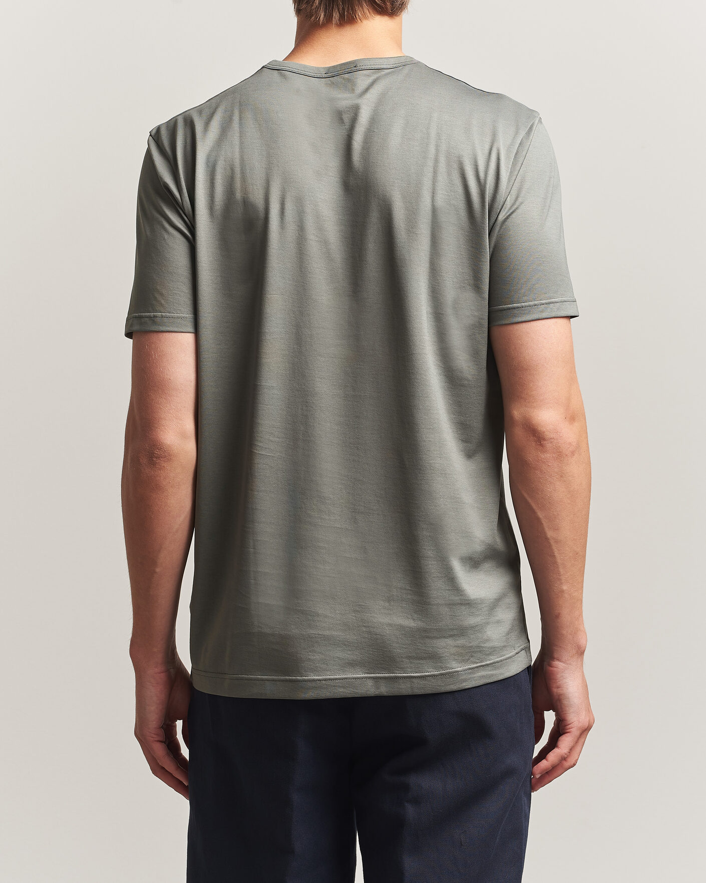 Heren | T-shirts | Sunspel | Crew Neck Q82 Cotton T-Shirt Fossil Grey