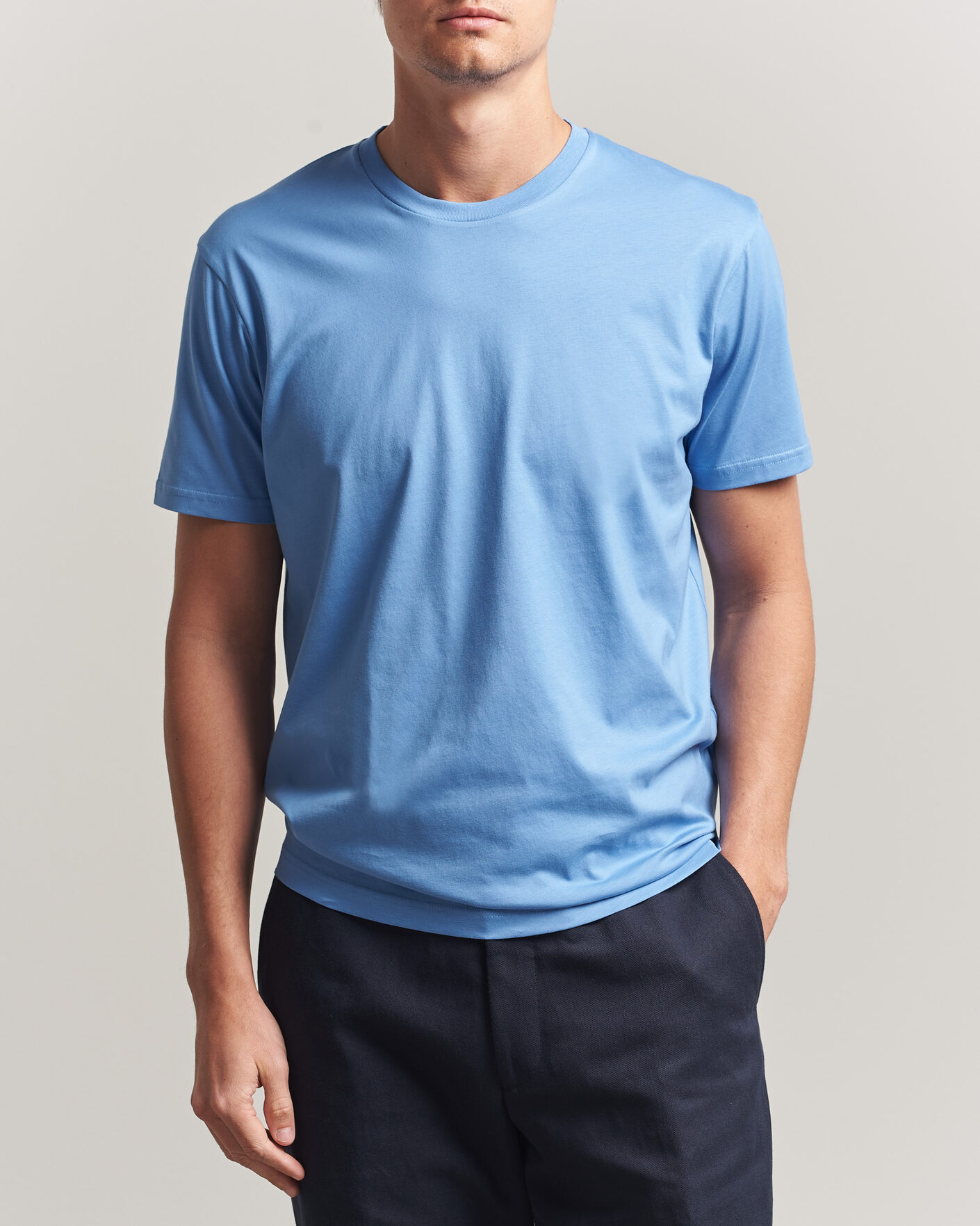 Heren | T-shirts | Sunspel | Riviera Midweight T-Shirt Azure Blue