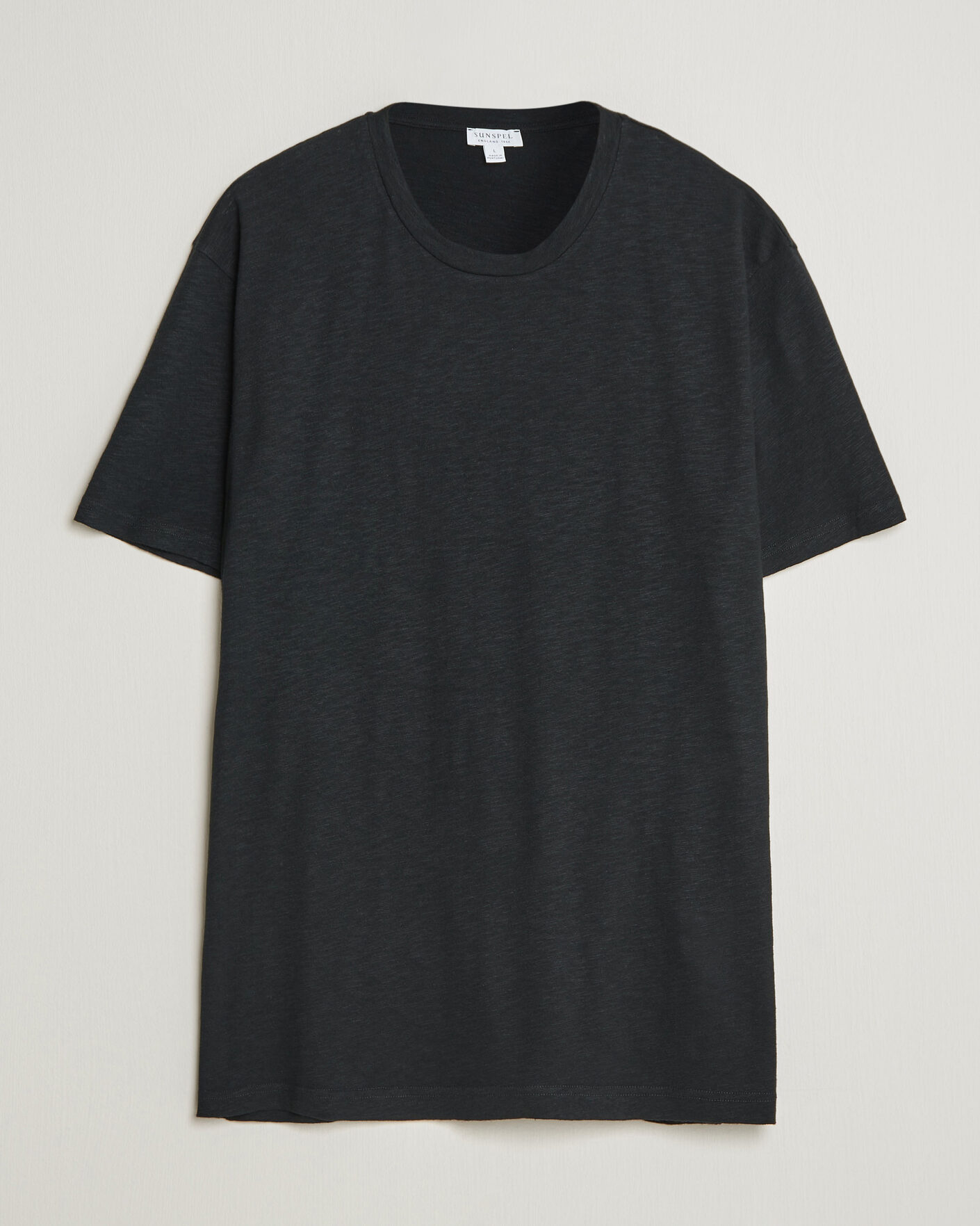 Heren | T-shirts | Sunspel | Pima Cotton/Linen T-Shirt Black