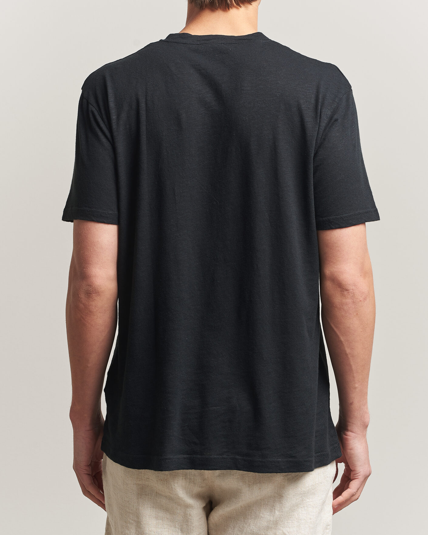 Heren | T-shirts | Sunspel | Pima Cotton/Linen T-Shirt Black