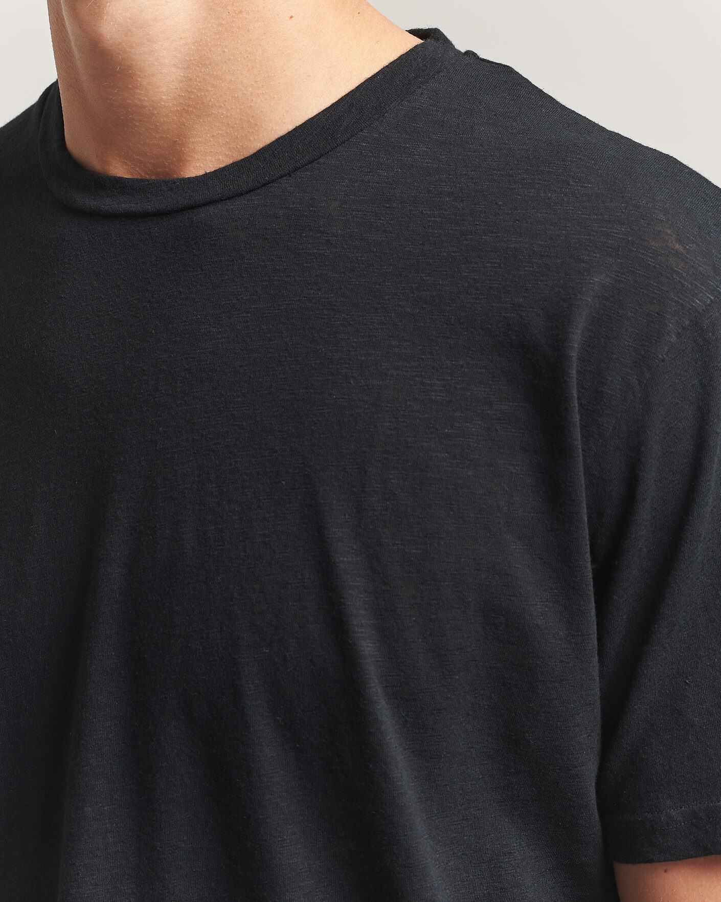 Heren | T-shirts | Sunspel | Pima Cotton/Linen T-Shirt Black