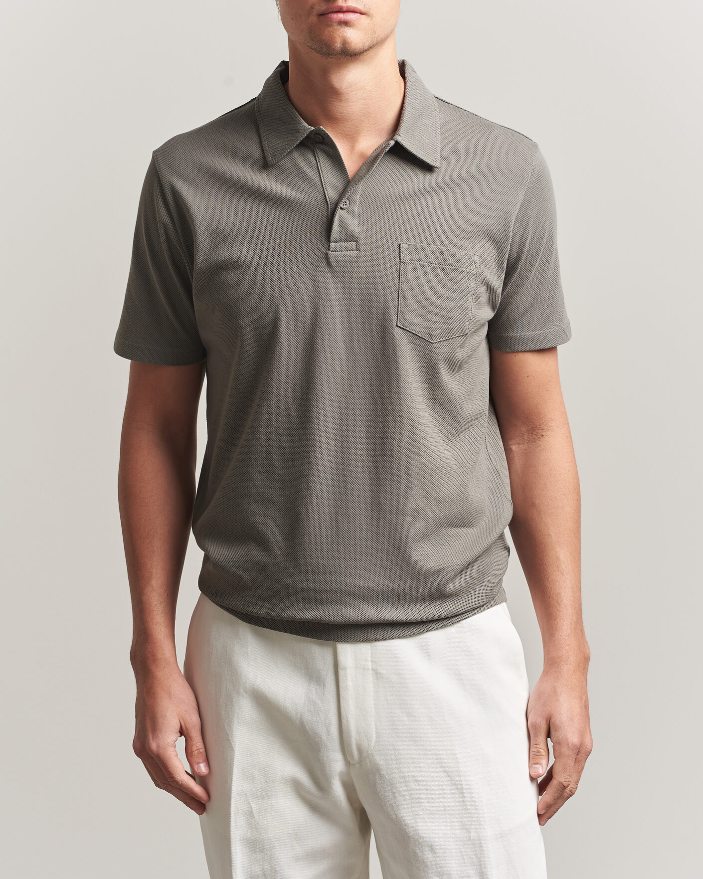 Heren | Polo's | Sunspel | Riviera Polo Shirt Fossil Grey