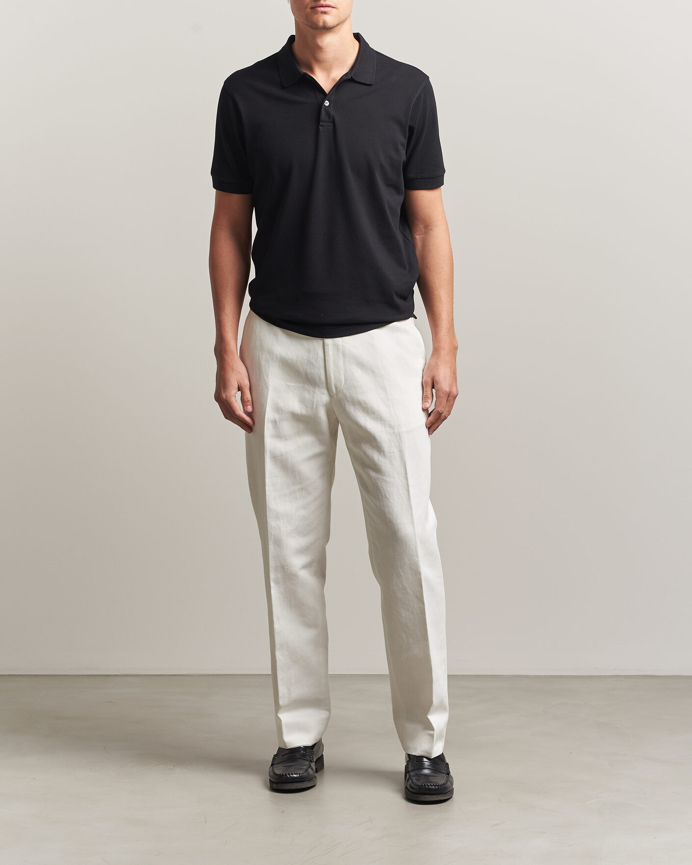 Heren | Polo's | Sunspel | Short Sleeve Pique Polo Black