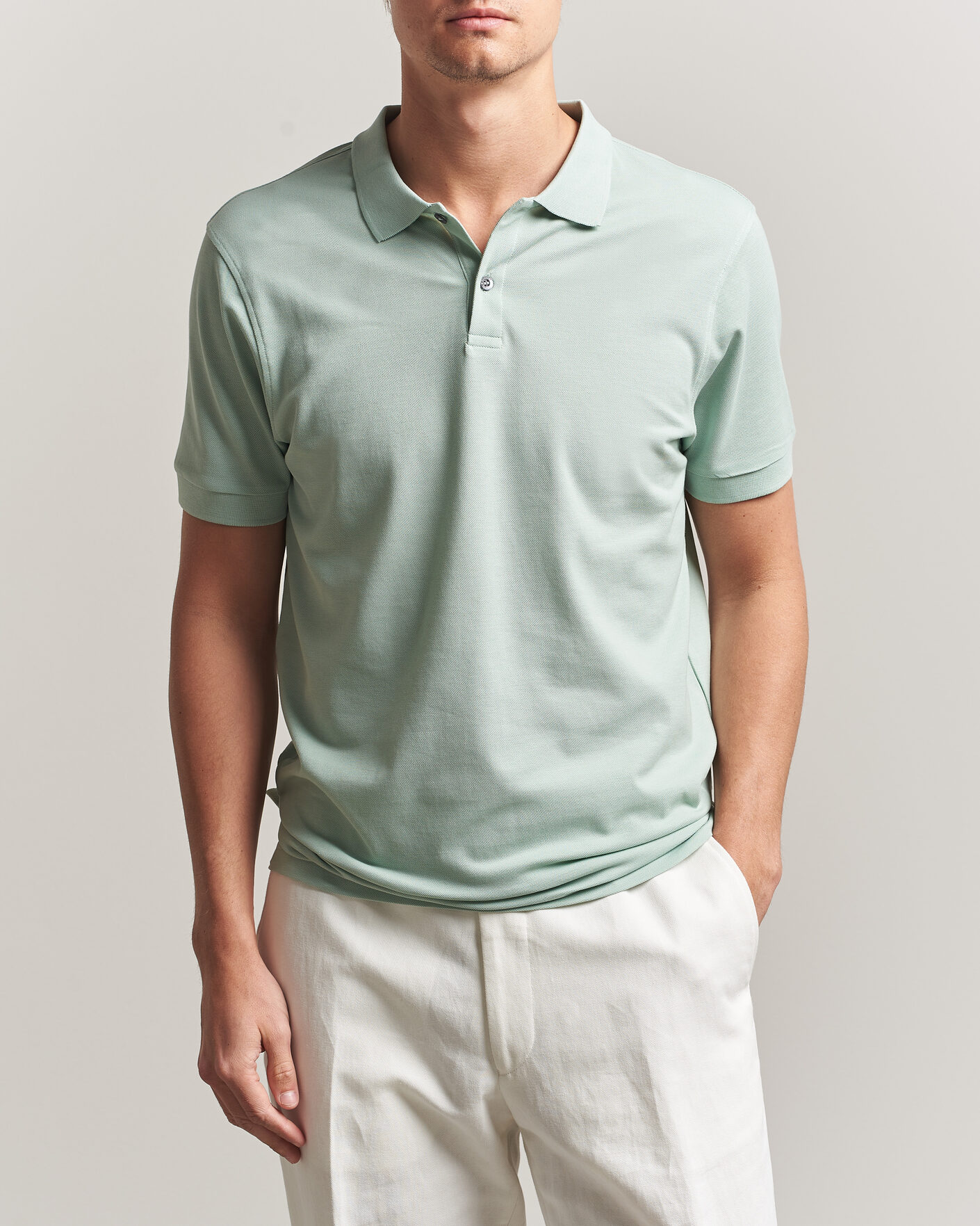 Heren | Polo's | Sunspel | Short Sleeve Pique Polo Laurel Green