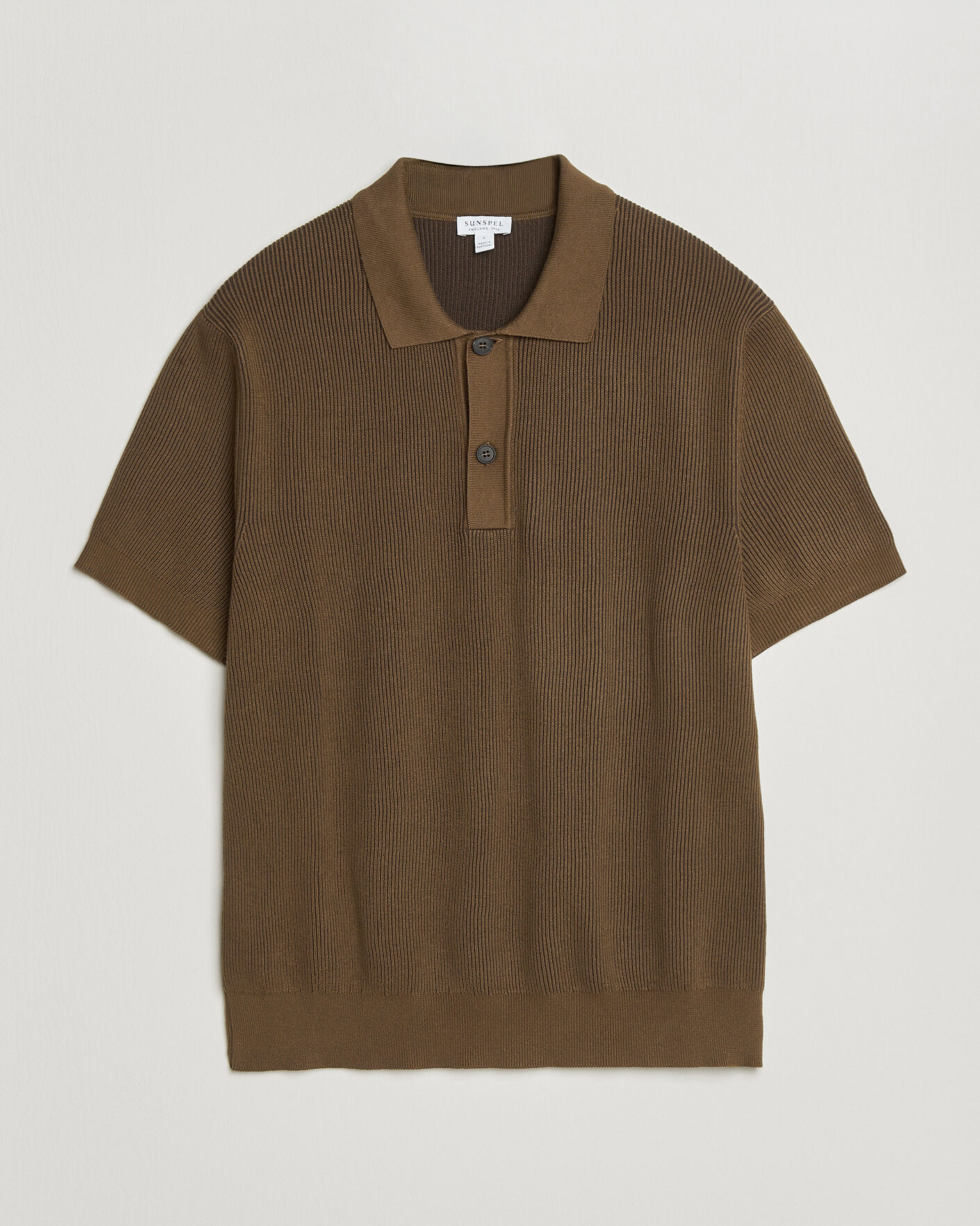 Heren | Polo's | Sunspel | Knitted Cotton Rib Polo Bronze