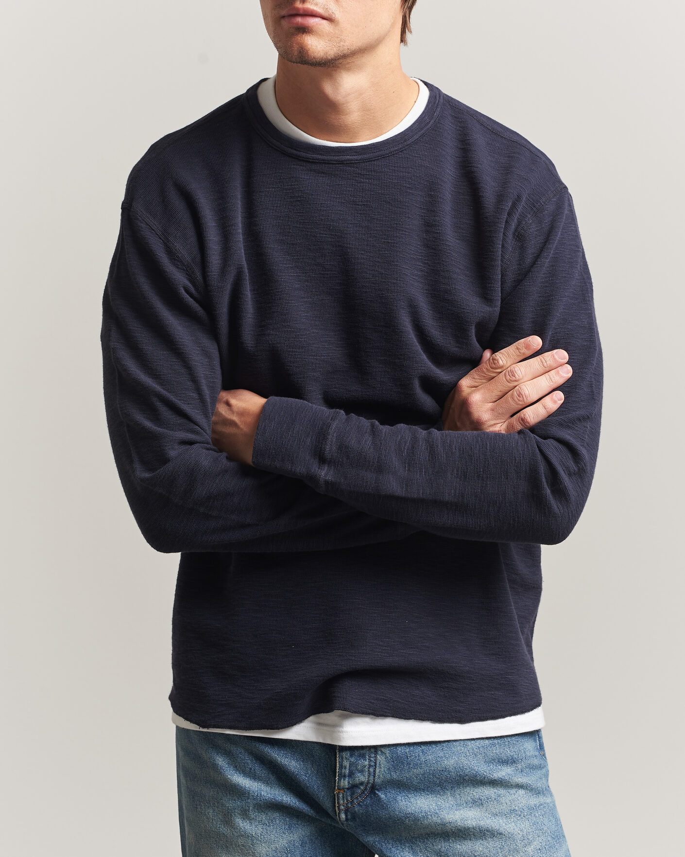 Heren | T-shirts | Sunflower | Long Sleeve Waffle Tee Navy