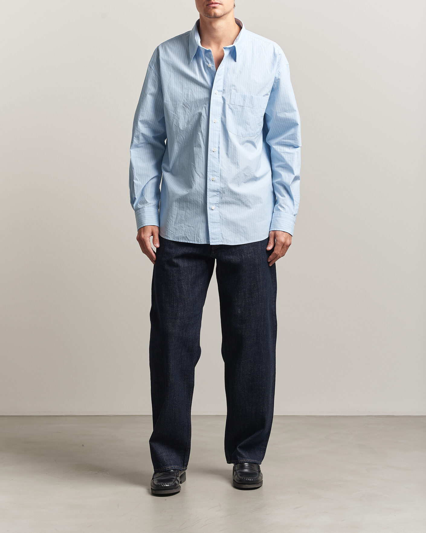 Heren | Overhemden | Sunflower | New Base Shirt Light Blue Stripe