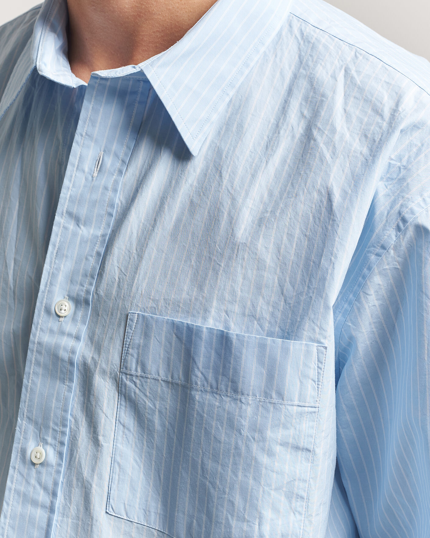 Heren | Overhemden | Sunflower | New Base Shirt Light Blue Stripe