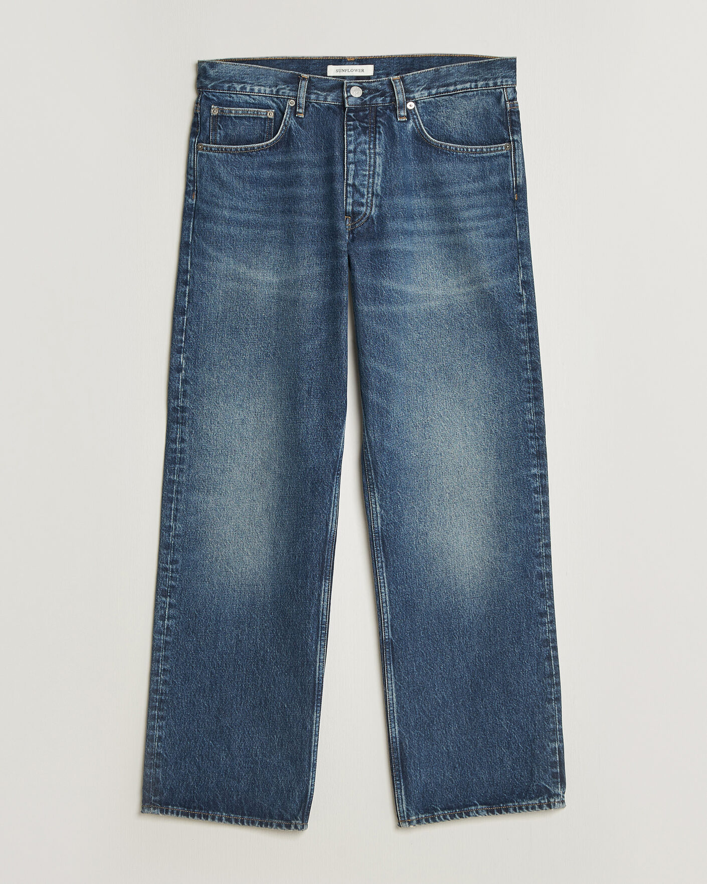 Heren | Broeken | Sunflower | Loose Jeans Dark Blue Worn