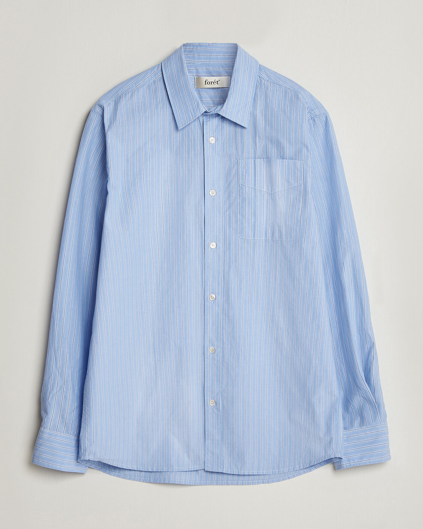Heren | Overhemden | Forét | Maple Regular Fit Poplin Shirt Light Blue