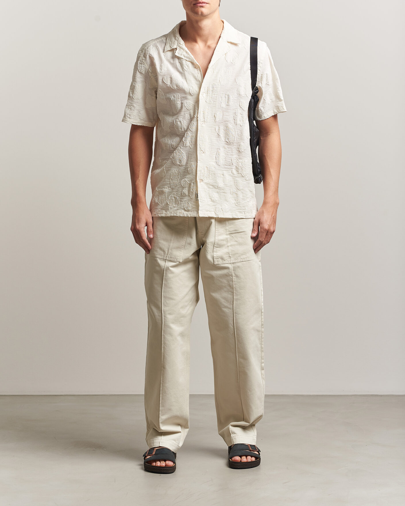 Heren | Overhemden | Forét | Peer Jaquard Short Sleeve Shirt Cloud