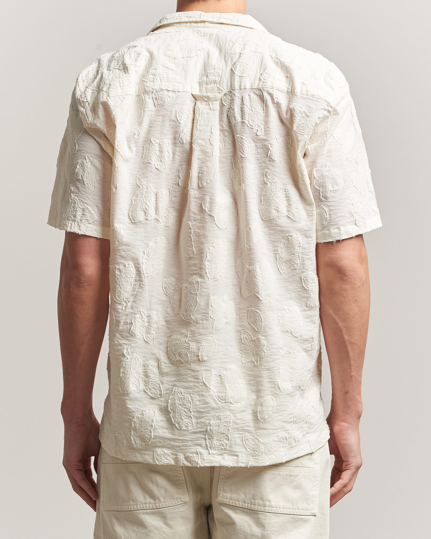 Heren | Overhemden | Forét | Peer Jaquard Short Sleeve Shirt Cloud
