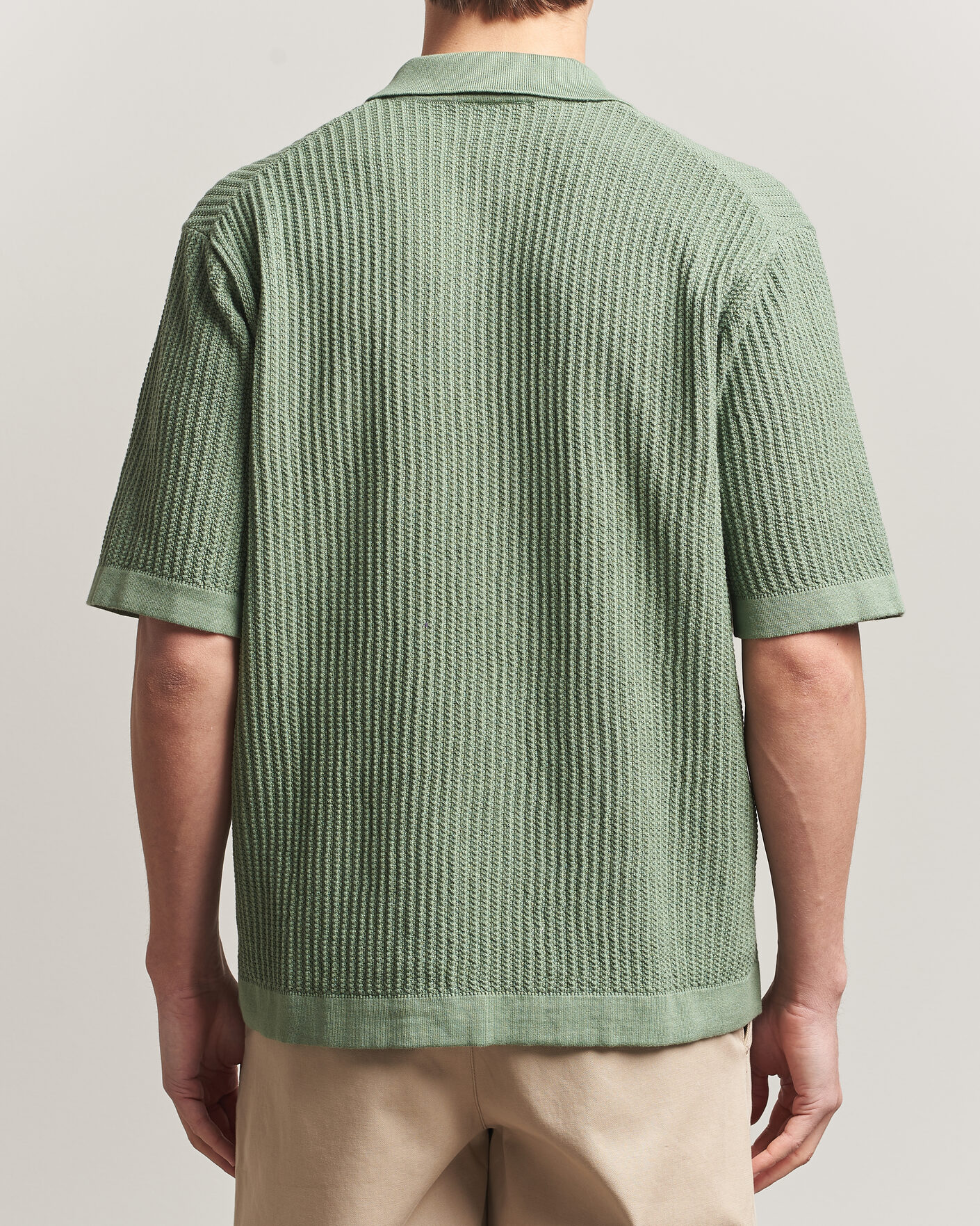 Heren | Overhemden | Forét | Barrow Short Sleeve Knitted Cotton Shirt Green Oxide