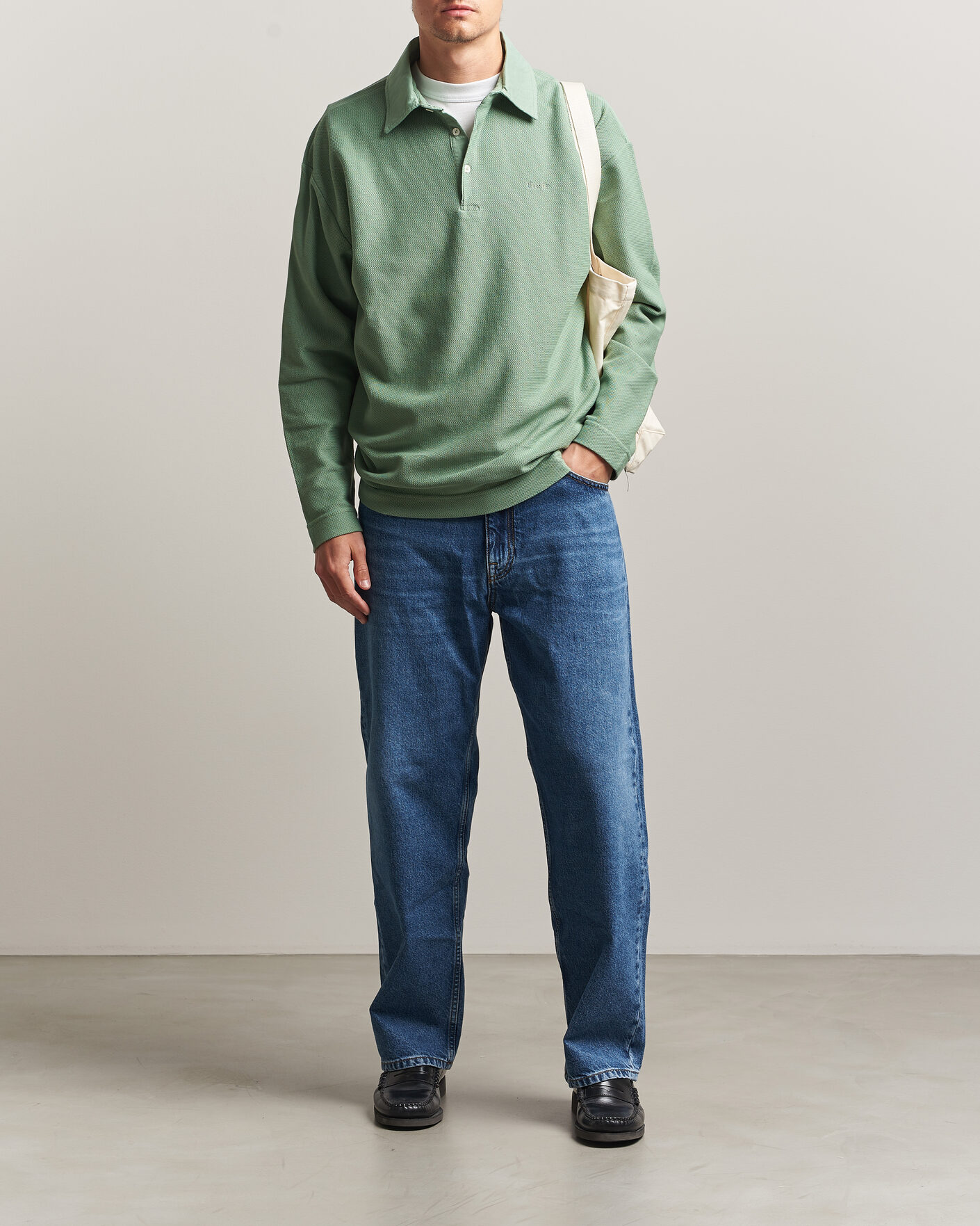 Heren | Polo's | Forét | Herb Textured Knit Polo Green Oxide