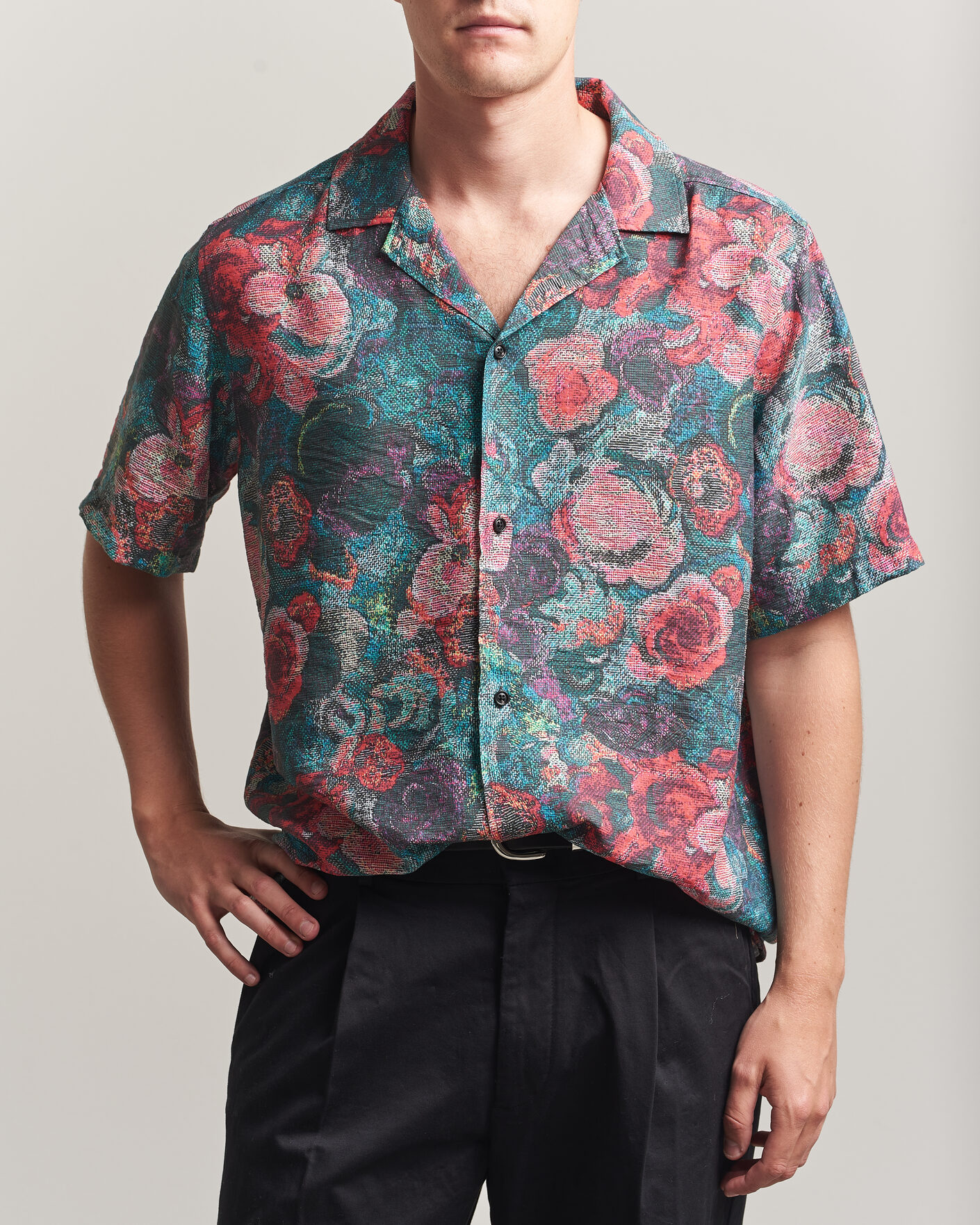 Heren | Overhemden | LES DEUX | Bouquet AOP Short Sleeve Shirt Multi