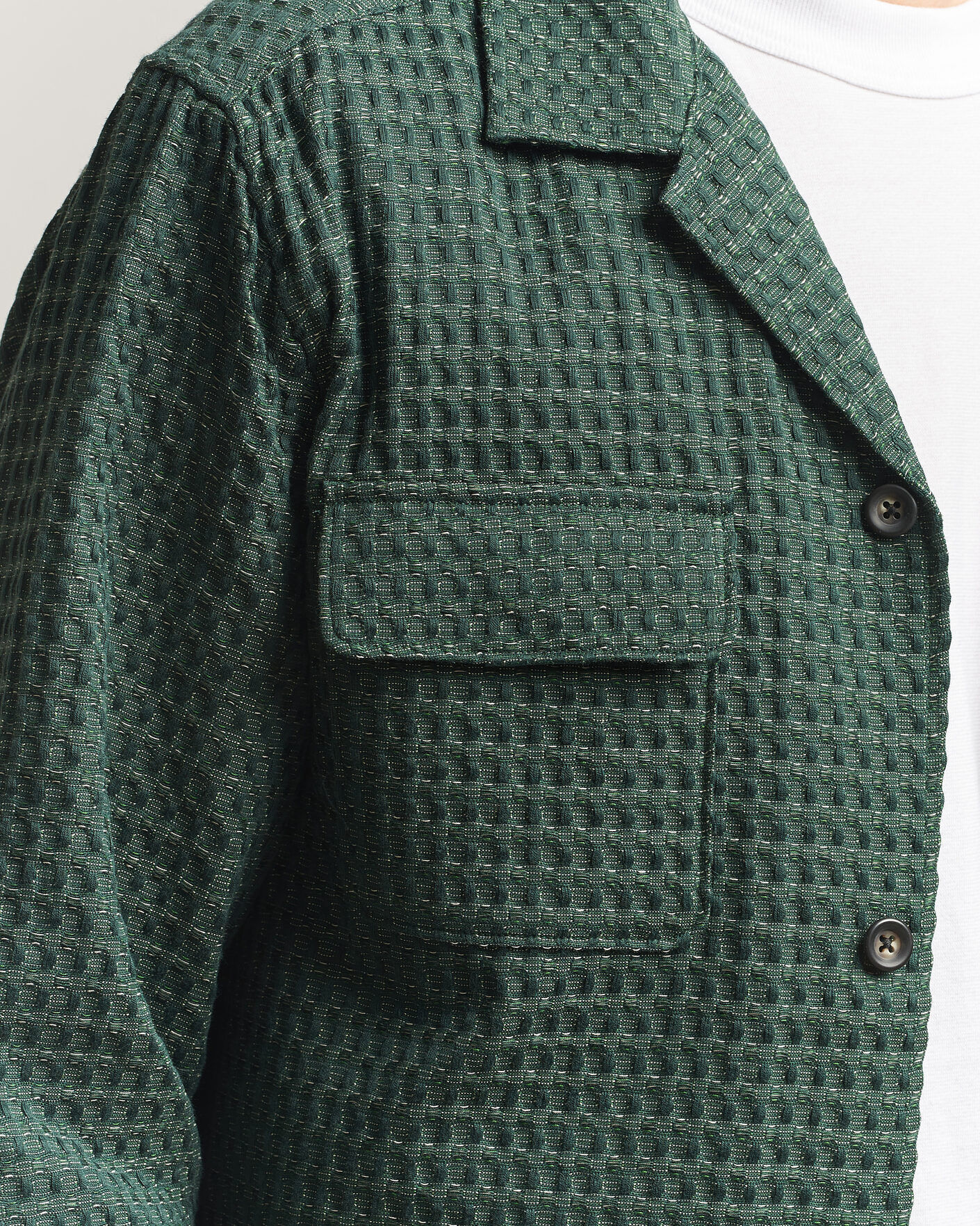 Heren | Overhemden | LES DEUX | Check Seersucker Overshirt Pine Green