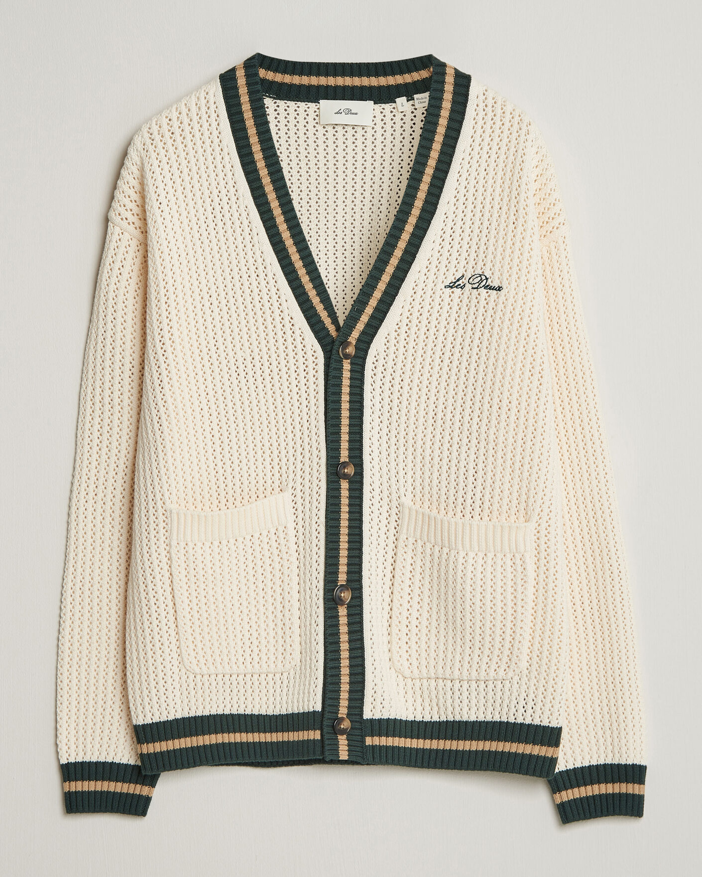 Heren | Truien | LES DEUX | Lace Knitted Cardigan Eggnog White