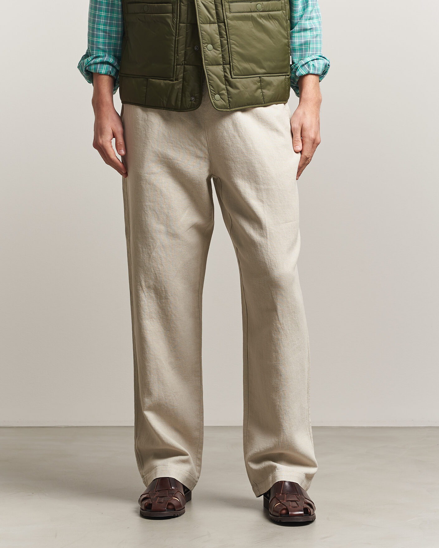 Heren | Broeken | LES DEUX | Linen Casual Pants Light Sand