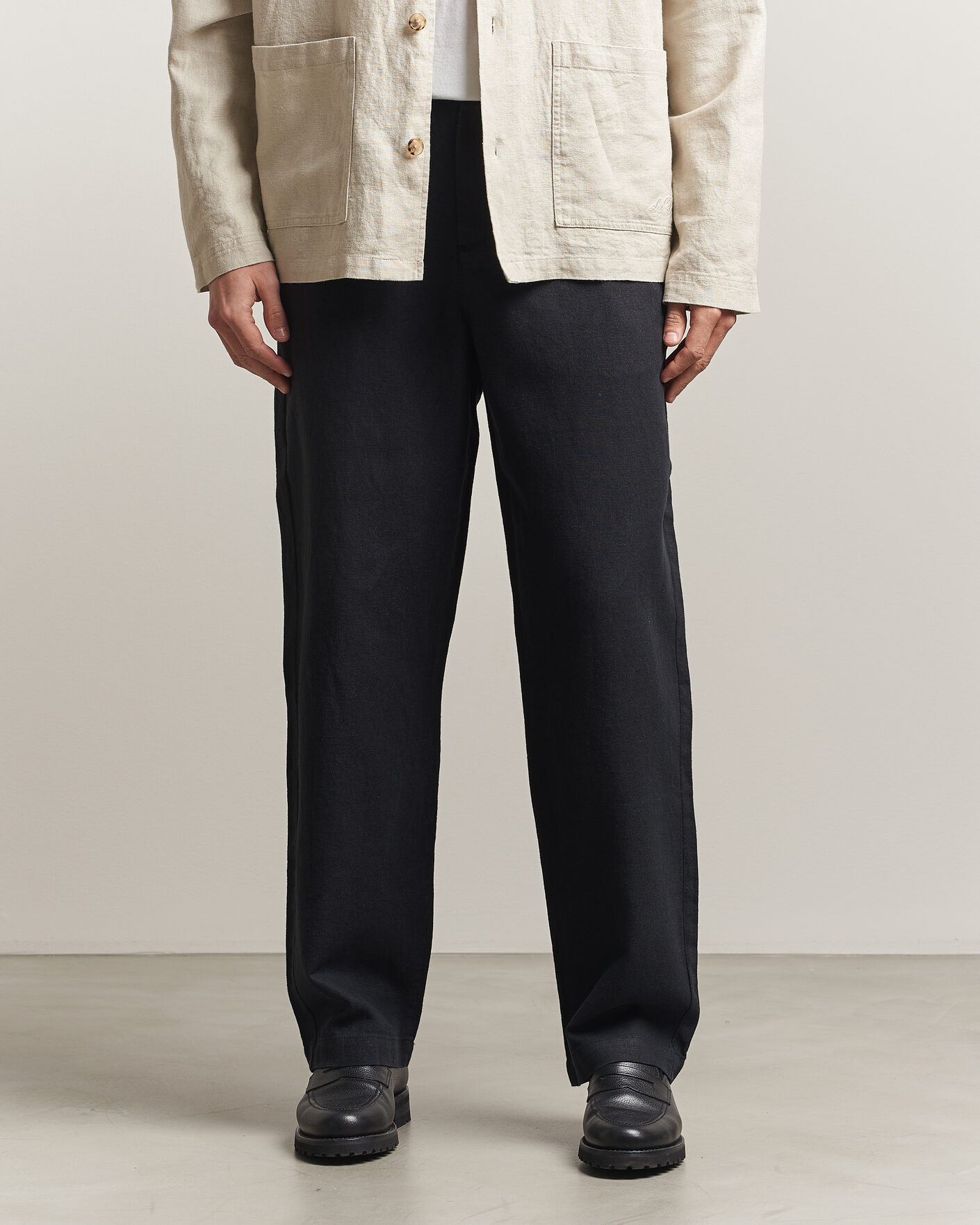 Heren | Broeken | LES DEUX | Linen Comfort Suit Pants Black