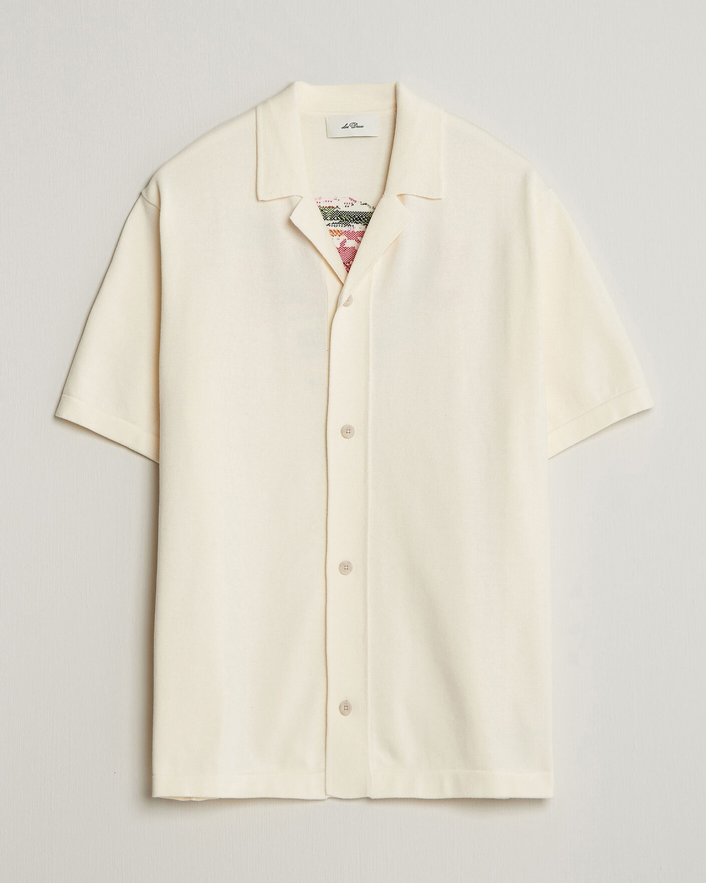 Heren | Overhemden | LES DEUX | Bouquet Knitted Short Sleeve Shirt Eggnog White