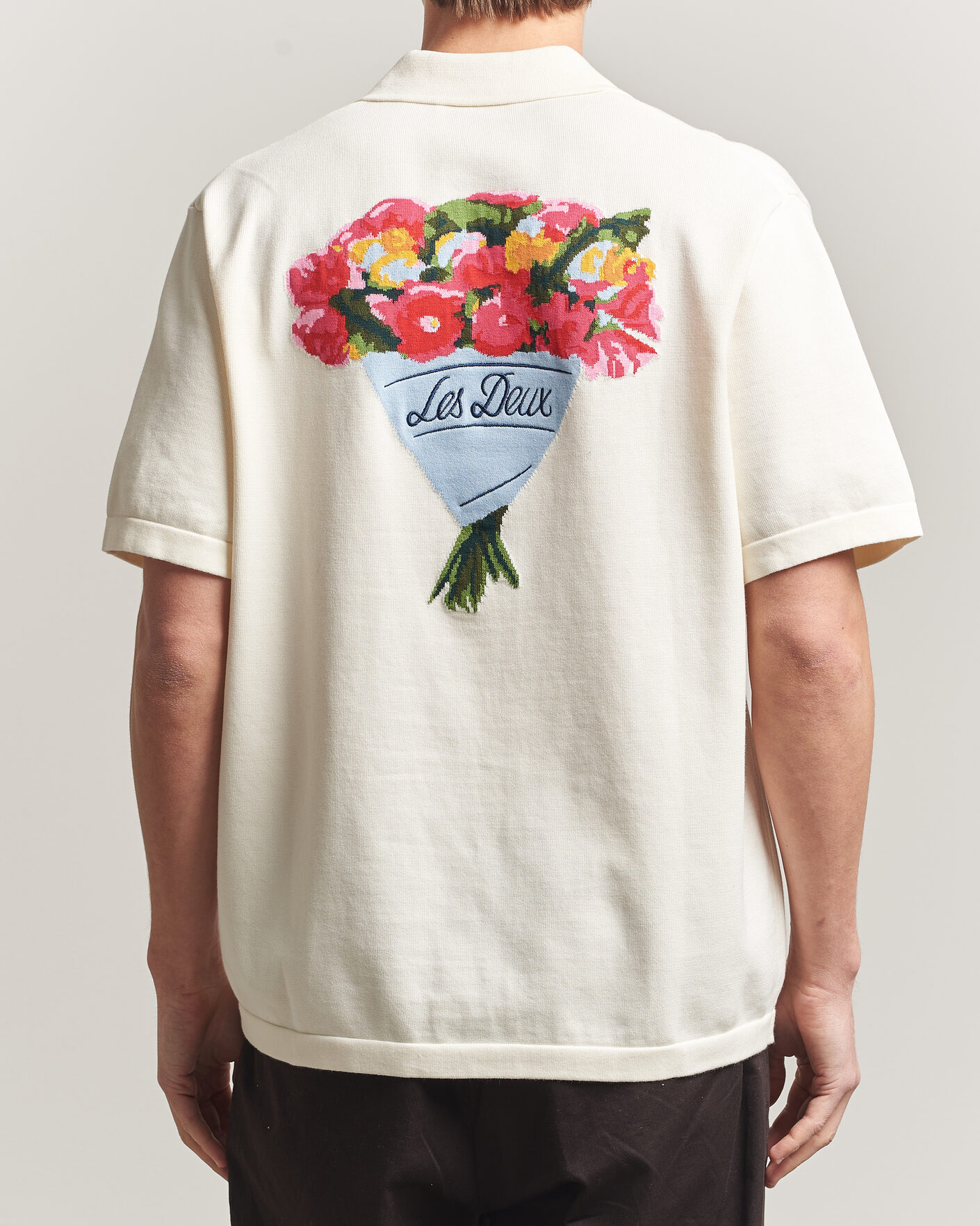 Heren | Overhemden | LES DEUX | Bouquet Knitted Short Sleeve Shirt Eggnog White