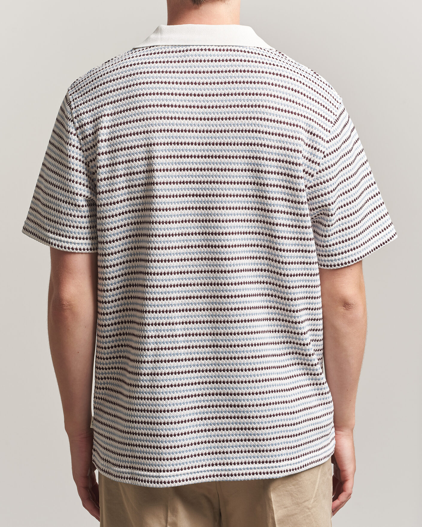 Heren | Polo's | LES DEUX | Knitted Stripe Polo Eggnog White
