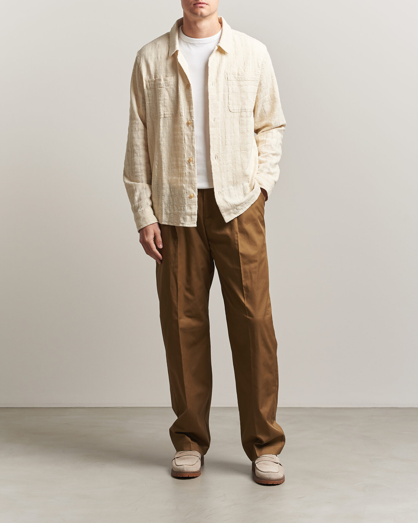 Heren | Overhemden | LES DEUX | Textured Slub Overshirt Ivory