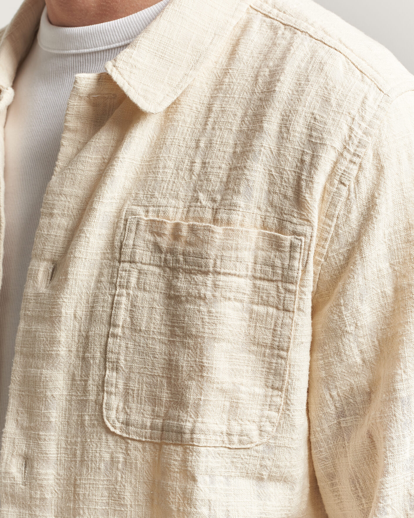 Heren | Overhemden | LES DEUX | Textured Slub Overshirt Ivory