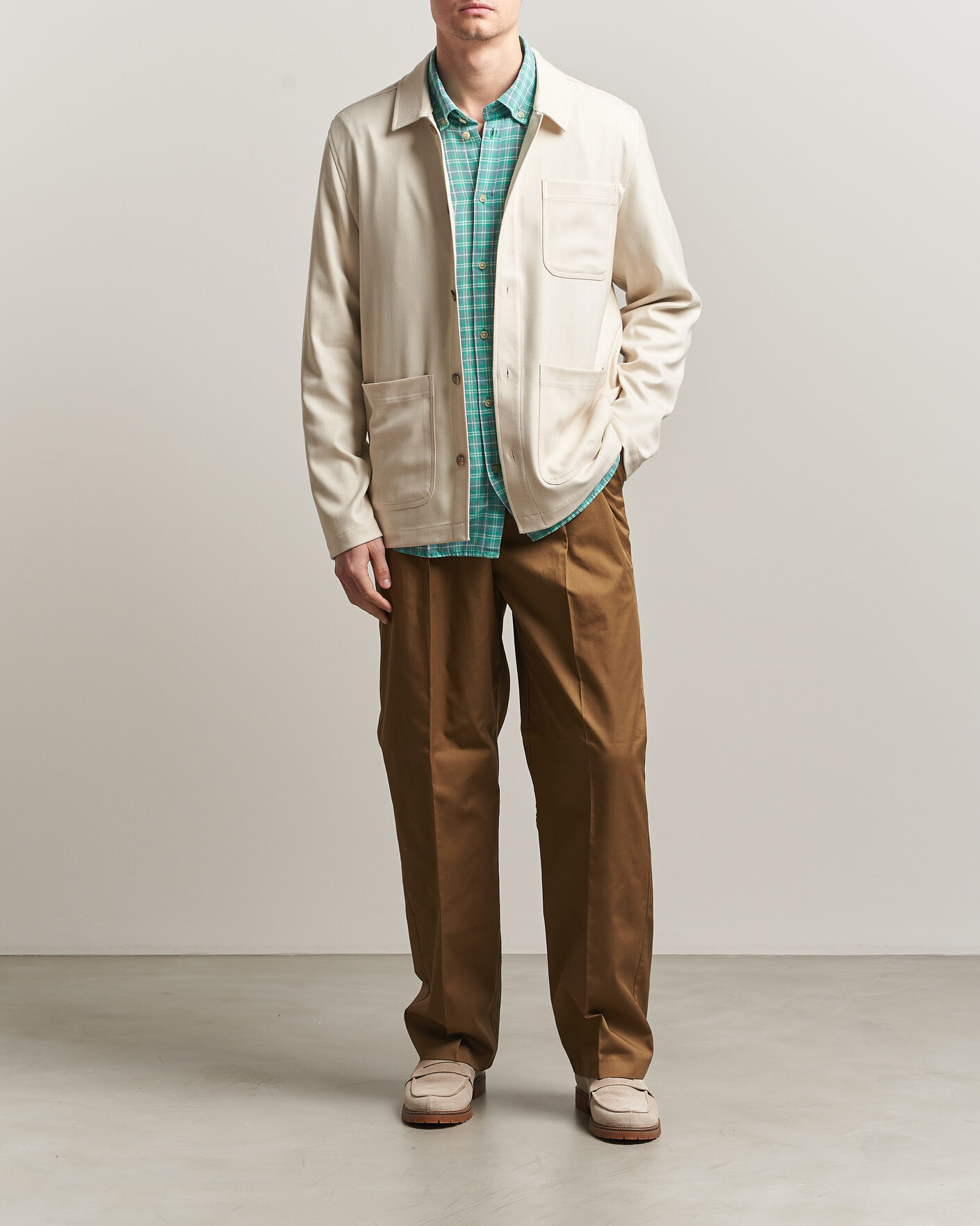 Heren | Overhemden | LES DEUX | Herringbone Overshirt Ivory