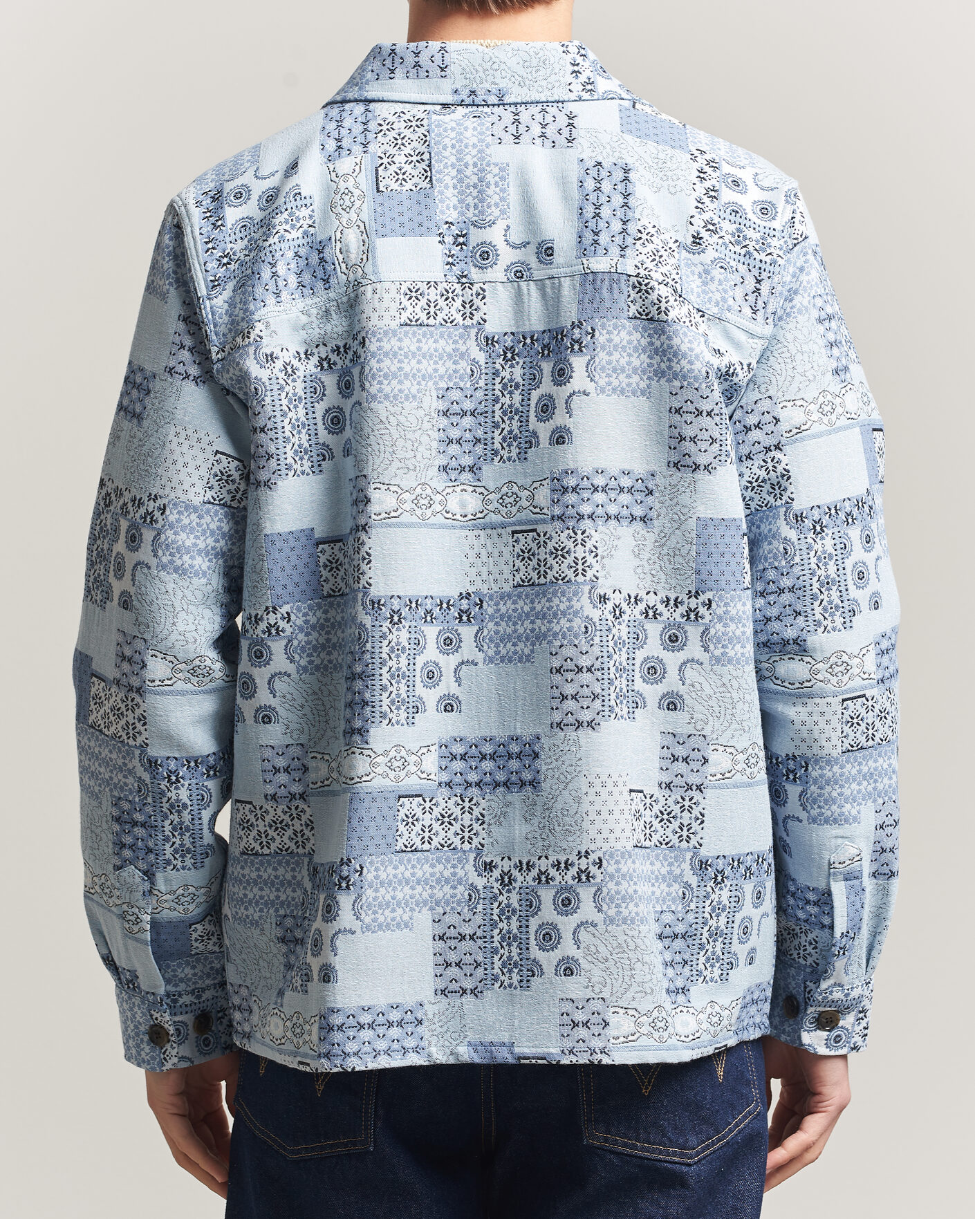 Heren | Overhemden | LES DEUX | Patchwork Jacquard Overshirt Skyway Blue