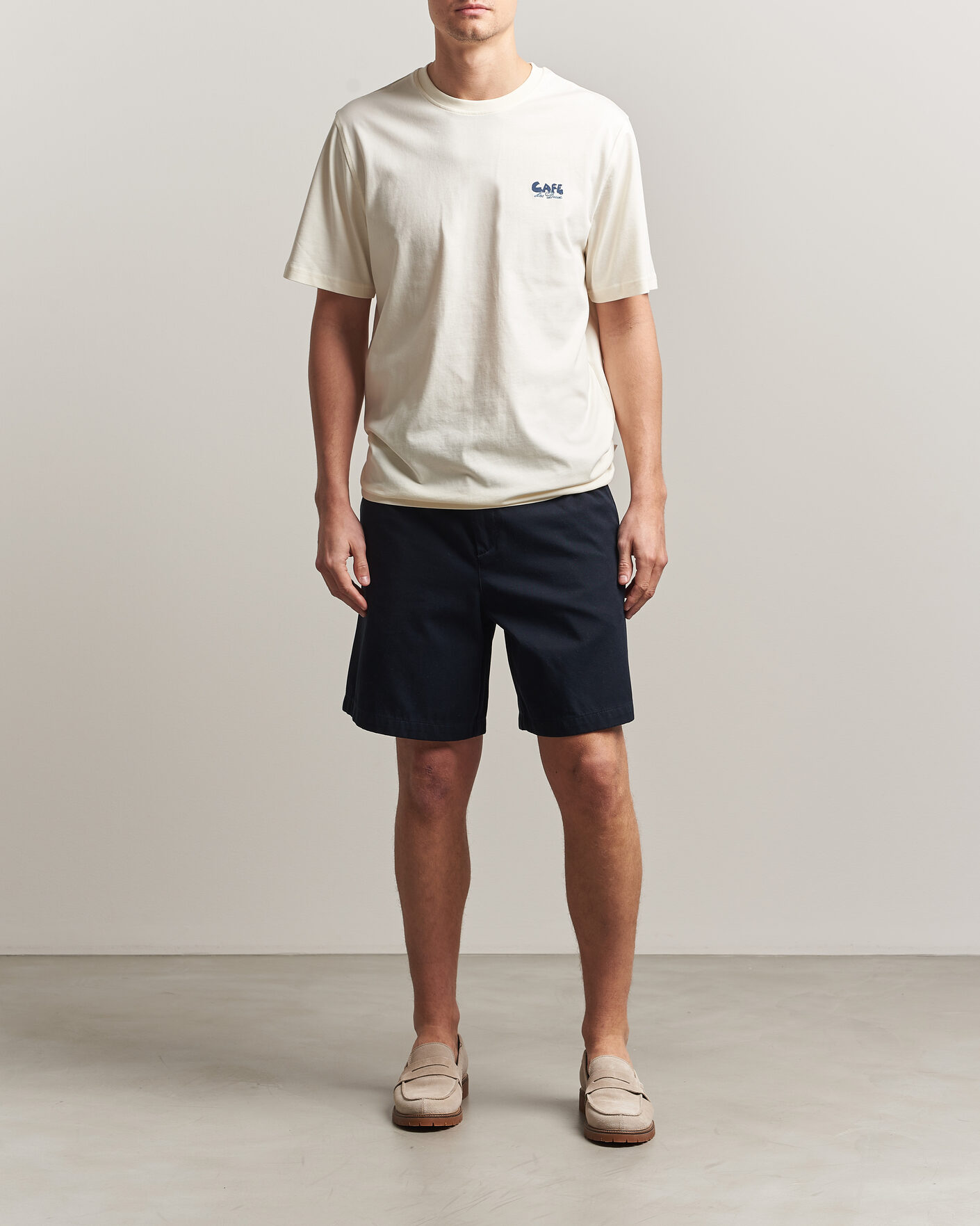 Heren | T-shirts | LES DEUX | Café Backprint T-Shirt Light Ivory