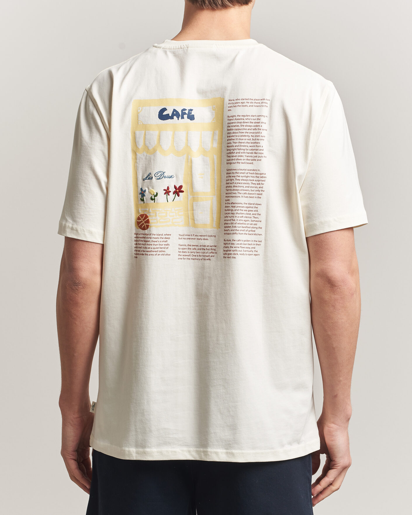 Heren | T-shirts | LES DEUX | Café Backprint T-Shirt Light Ivory