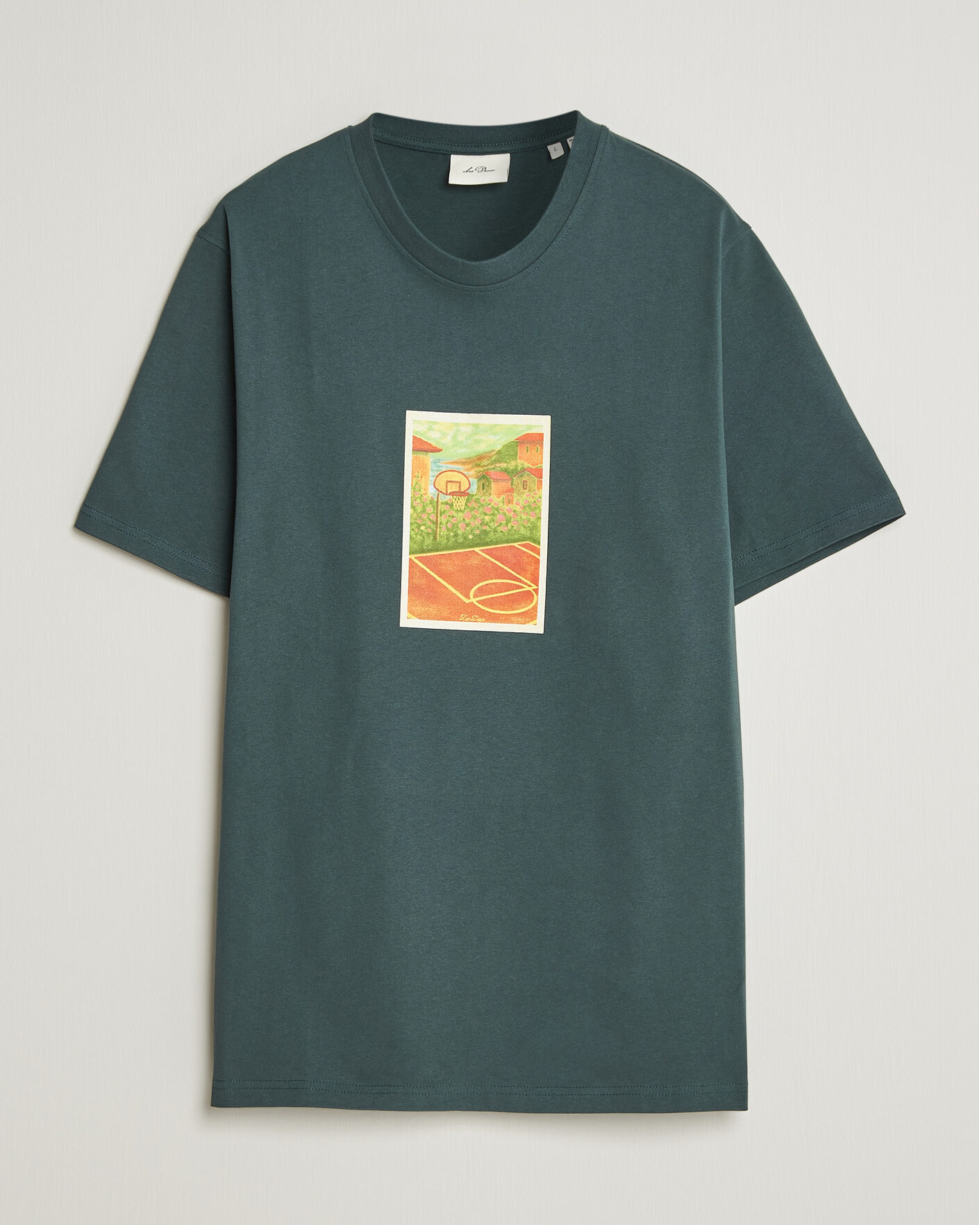 Heren | T-shirts | LES DEUX | Court Printed T-Shirt Pine Green