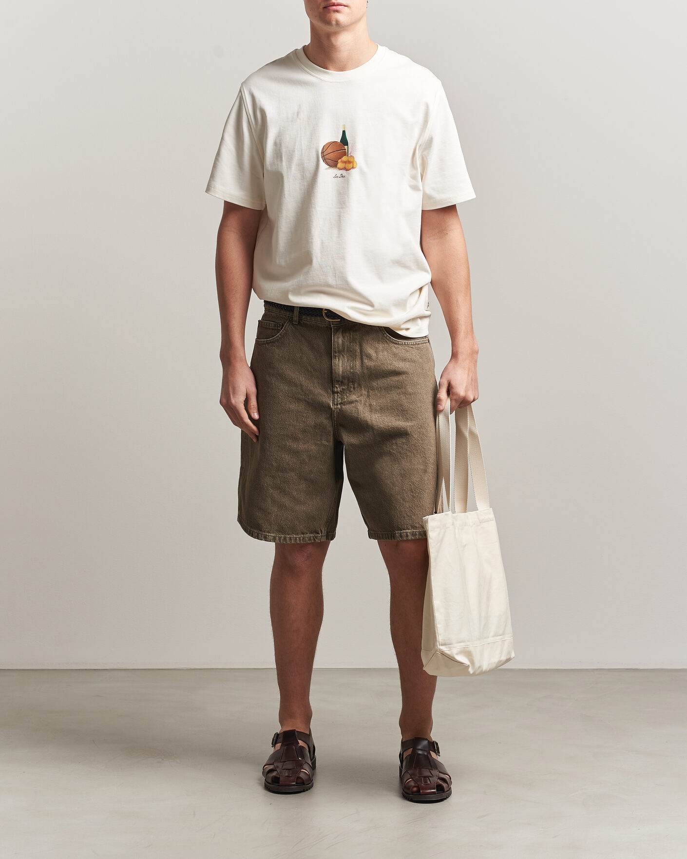 Heren | T-shirts | LES DEUX | Lemons Printed T-Shirt Eggnog White