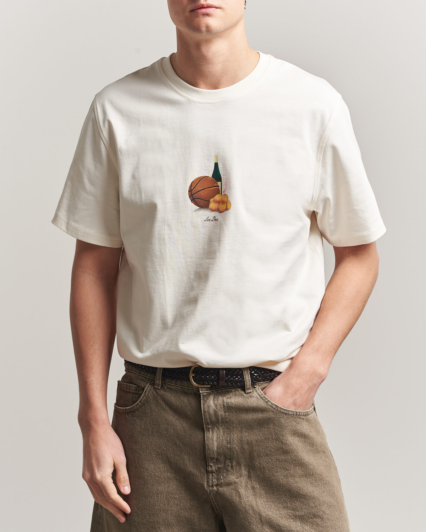 Heren | T-shirts | LES DEUX | Lemons Printed T-Shirt Eggnog White