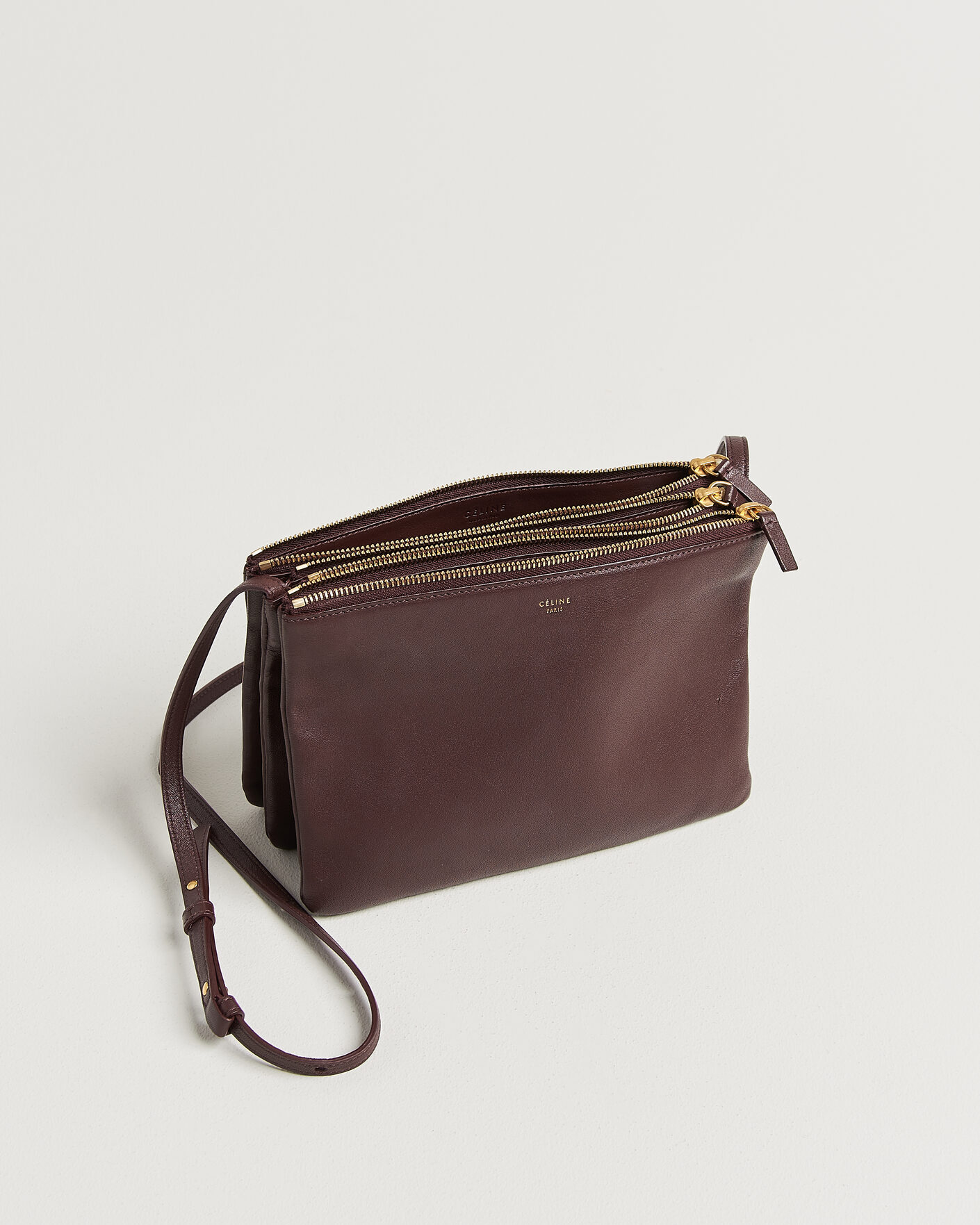 Heren | Pre-Owned & Vintage Bags | Celine Pre-Owned | Trio Bag Medium Leather Burgundy