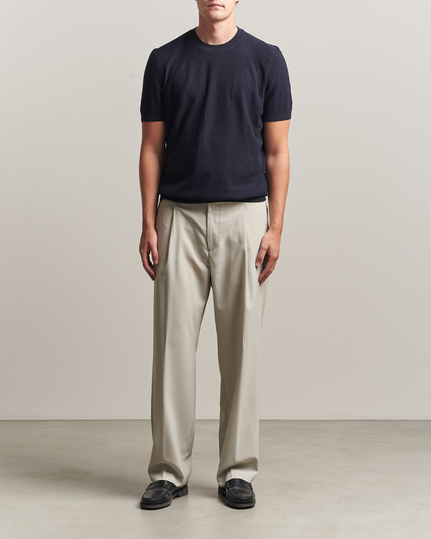 Heren | Broeken | BOSS BLACK | Pat Pleated Wool Trousers Light Beige