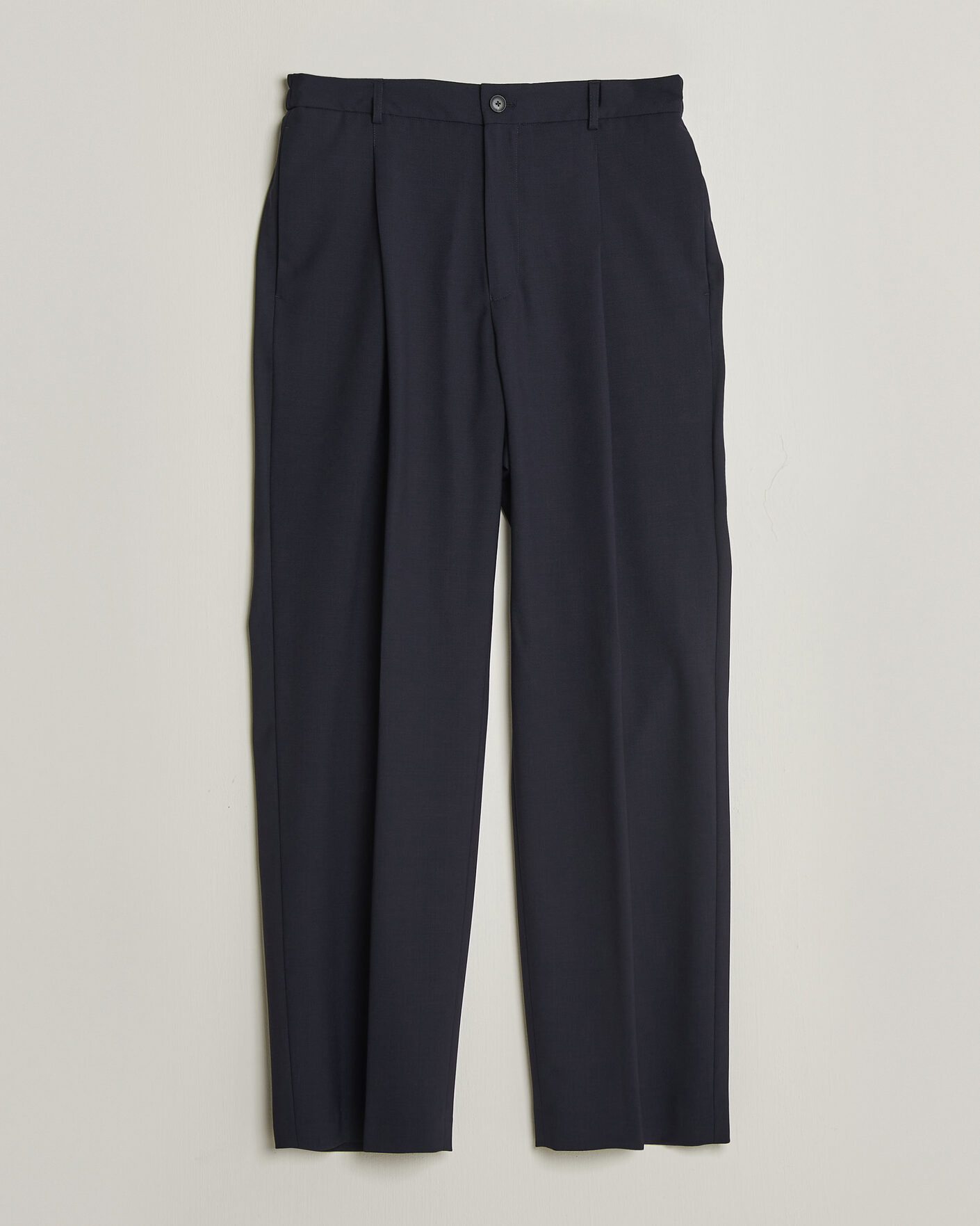 Heren | Broeken | BOSS BLACK | Pat Pleated Wool Trousers Dark Blue