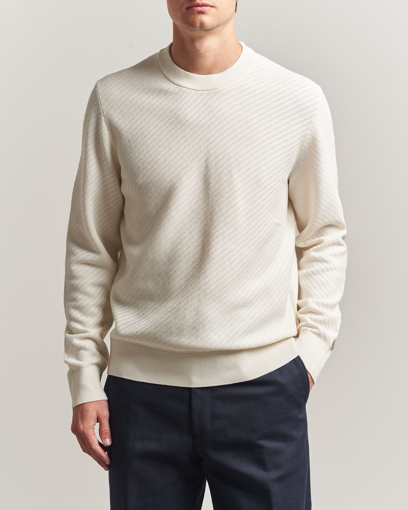 Heren | Truien | BOSS BLACK | Lofranco Structured Knitted Sweater Open White