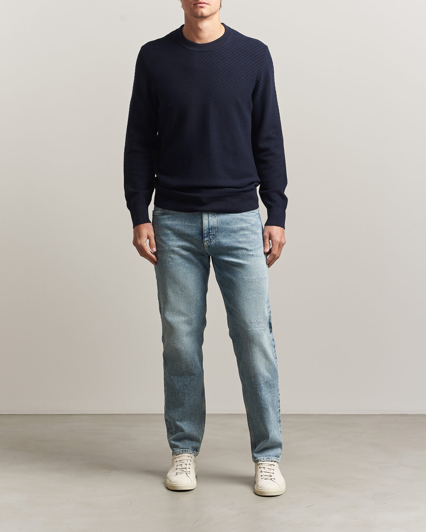 Heren | Truien | BOSS BLACK | Lofranco Structured Knitted Sweater Dark Blue