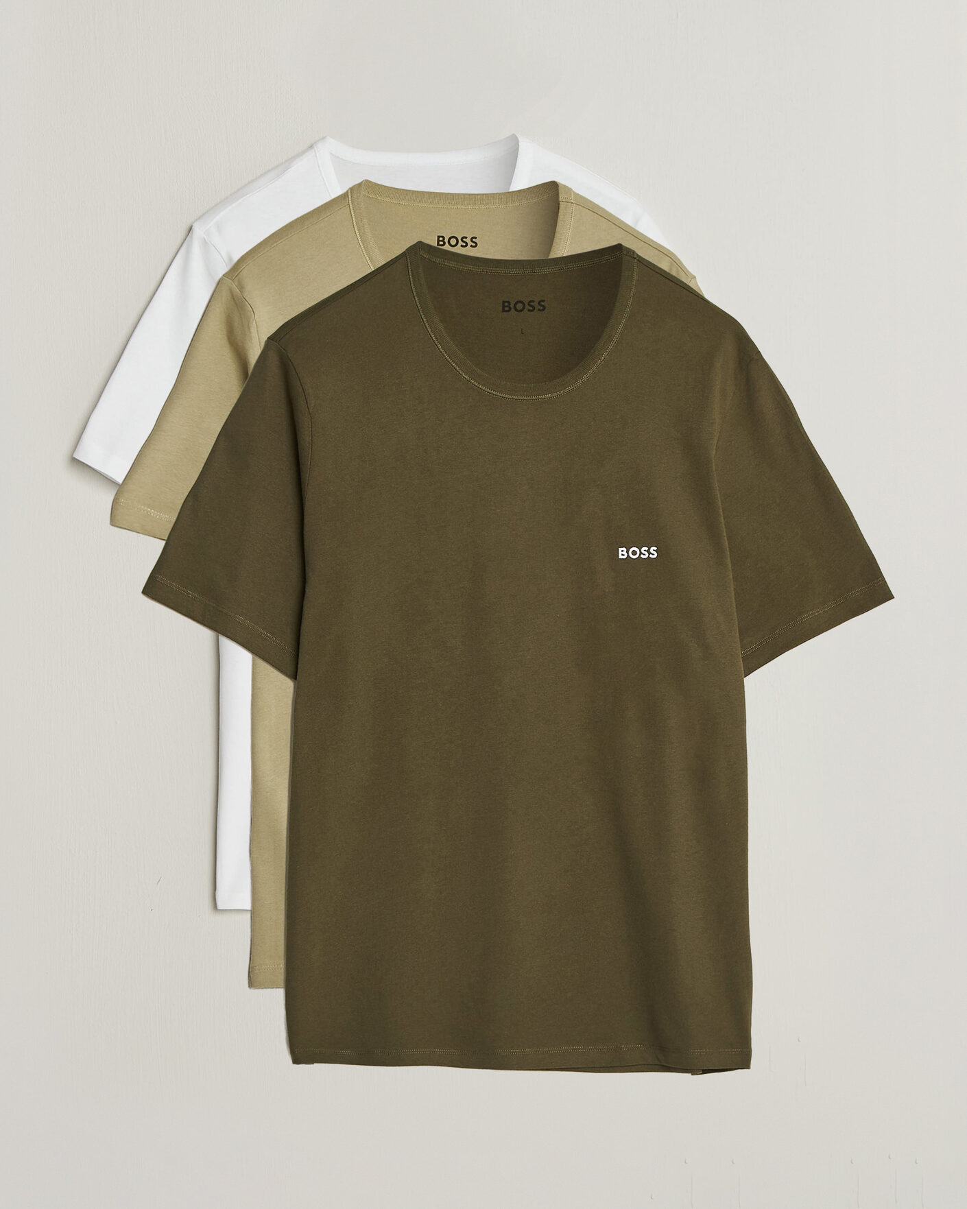 Heren | T-shirts | BOSS BLACK | 3-Pack Crew Neck T-Shirt Green/Beige/White
