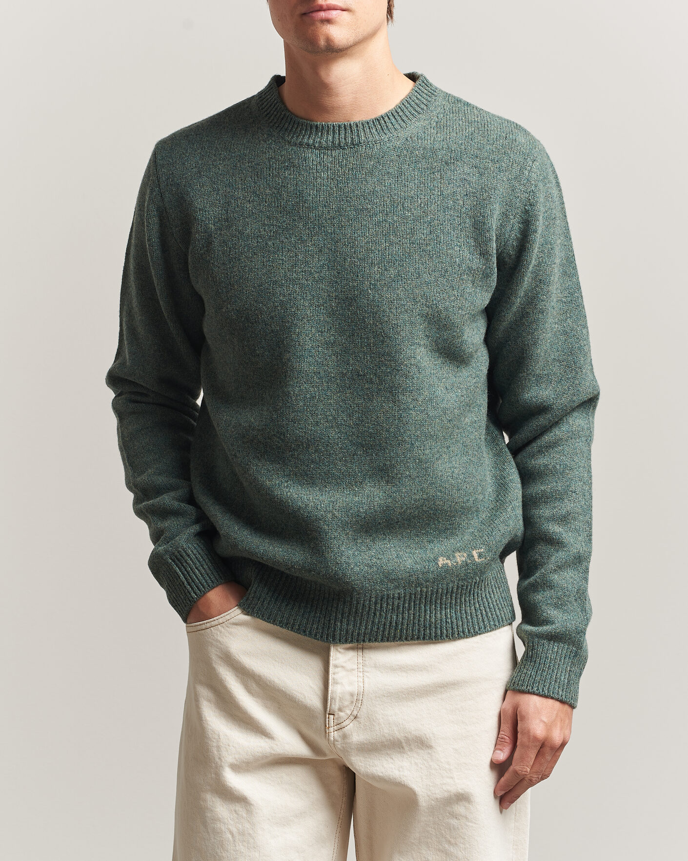 Heren | Truien | A.P.C. | Edmond Wool Knitted Sweater Green Melange