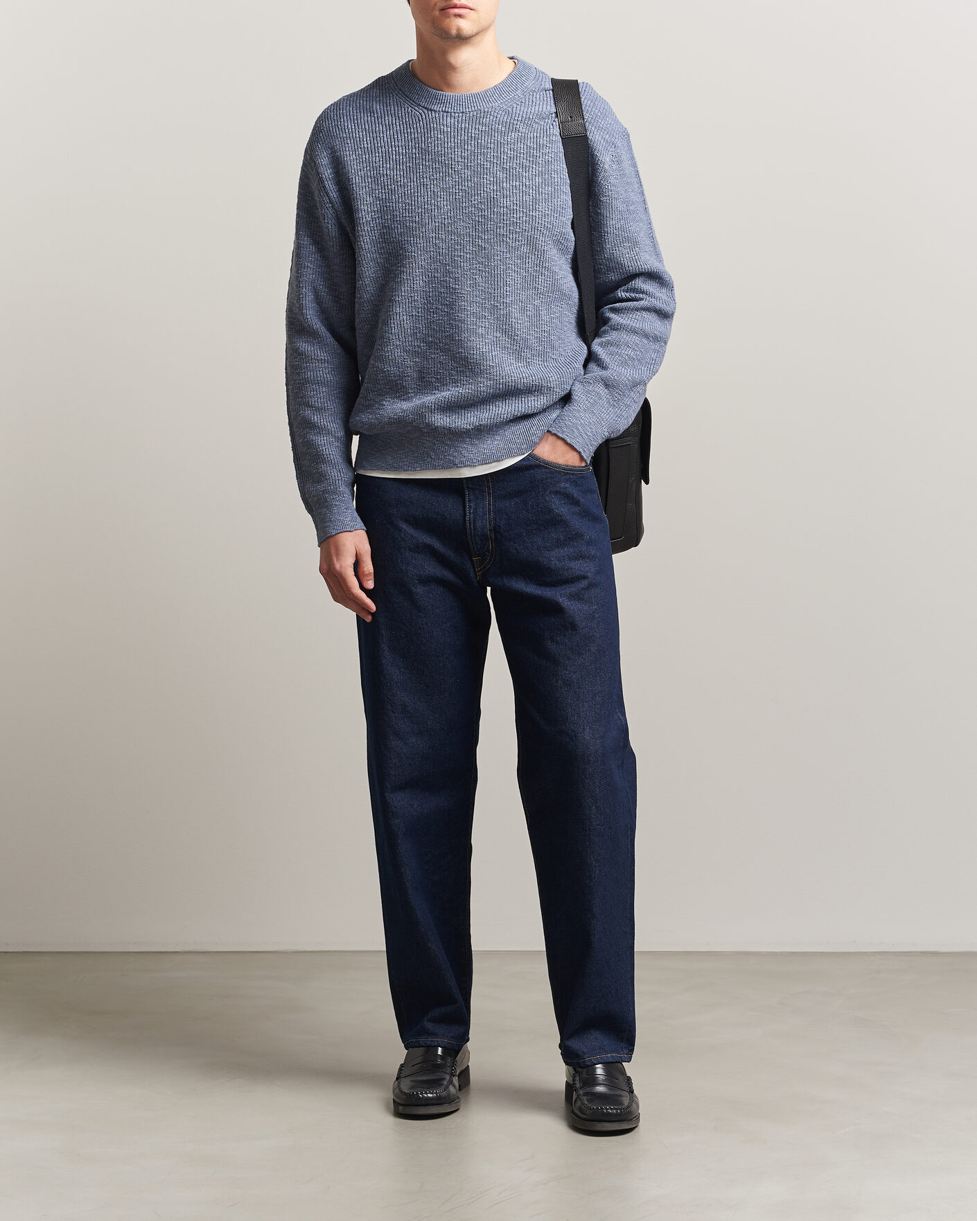 Heren | Truien | NN07 | Russell Cotton Knitted Sweater Stone Blue