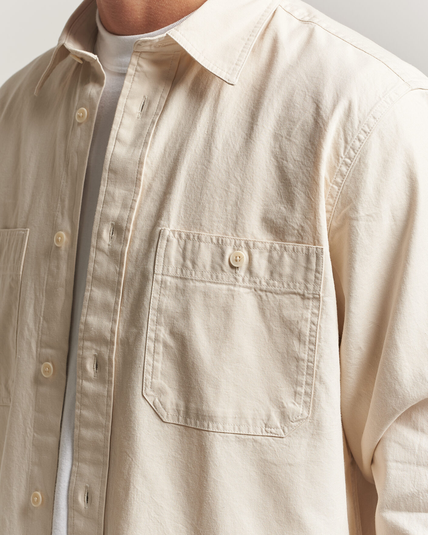 Heren | Overhemden | NN07 | Colby Twill Overshirt Ivory