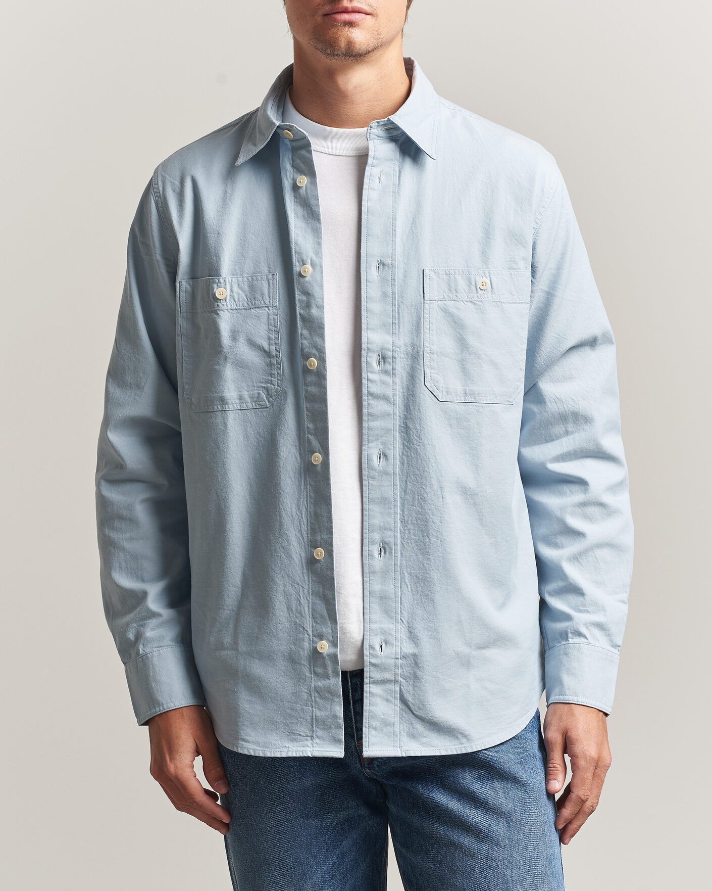Heren | Overhemden | NN07 | Colby Twill Overshirt Sky Mist